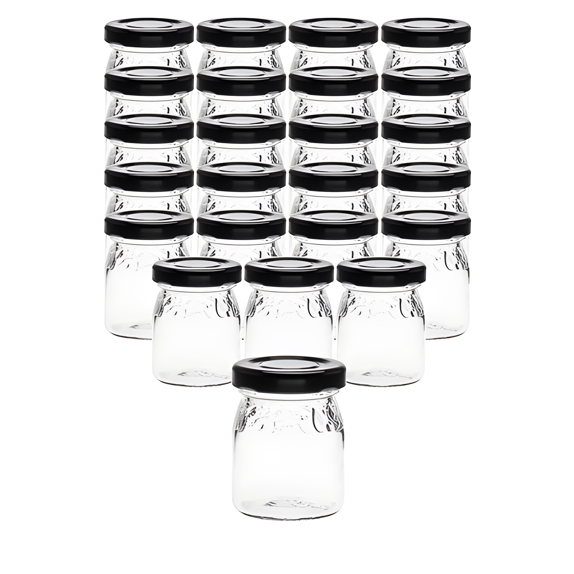 24er Set Schmuckglas 'Fruchtdekor' 50 ml mit Deckel schwarz