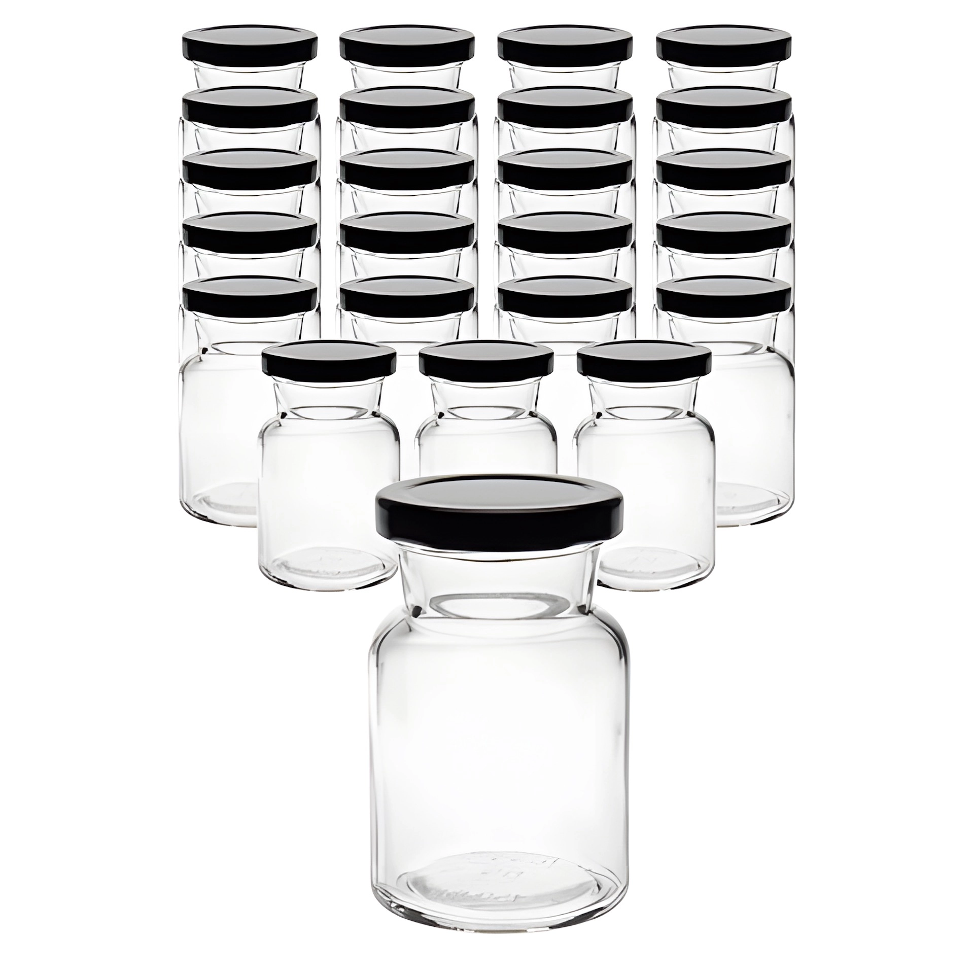 24er Set Rundglas 150 ml mit Deckel schwarz