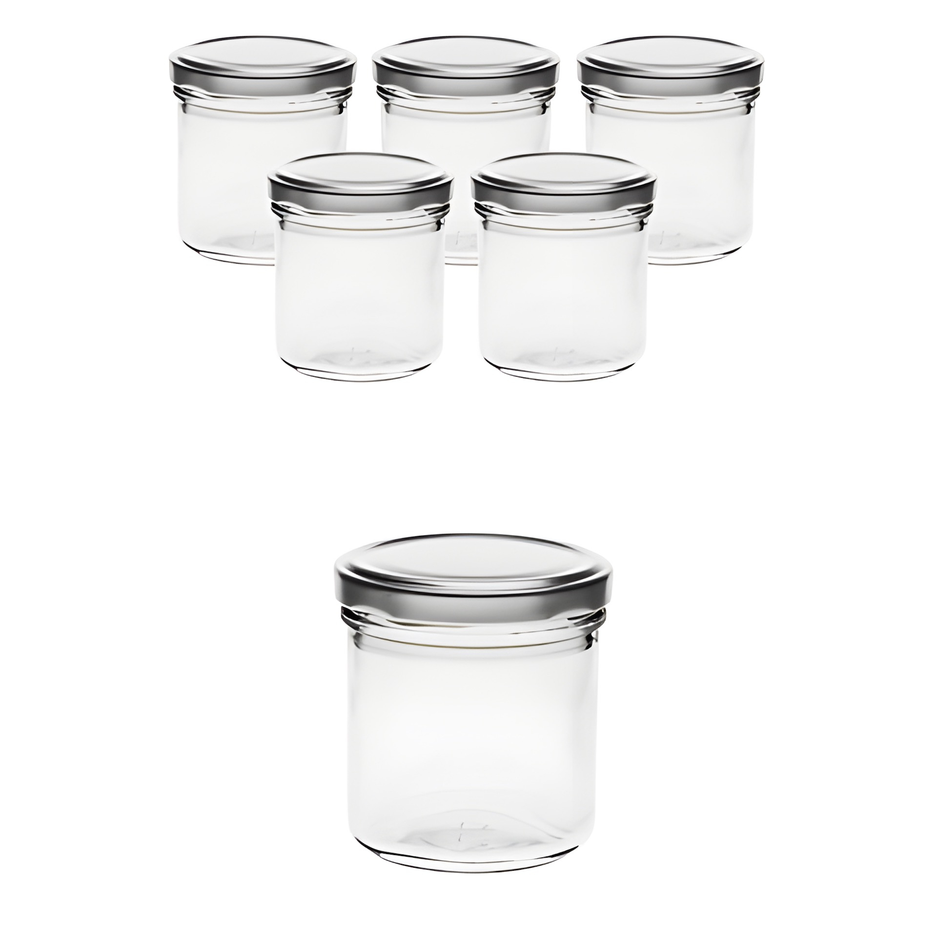 6er Set Sturzglas 167 ml mit Deckel silber