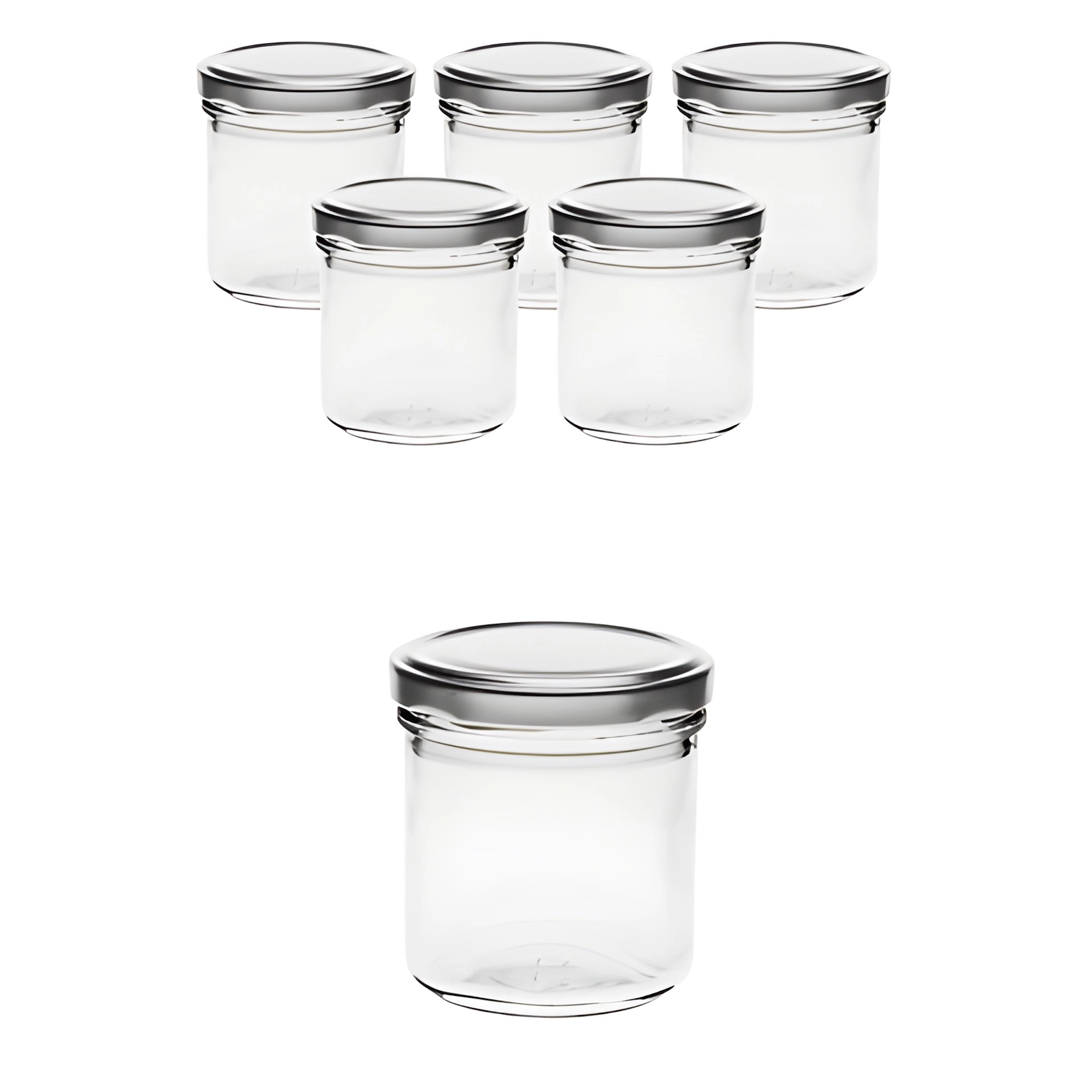 Sturzglas mit Deckel silber, 6er Set, 167 ml, Silber, Einmachglas