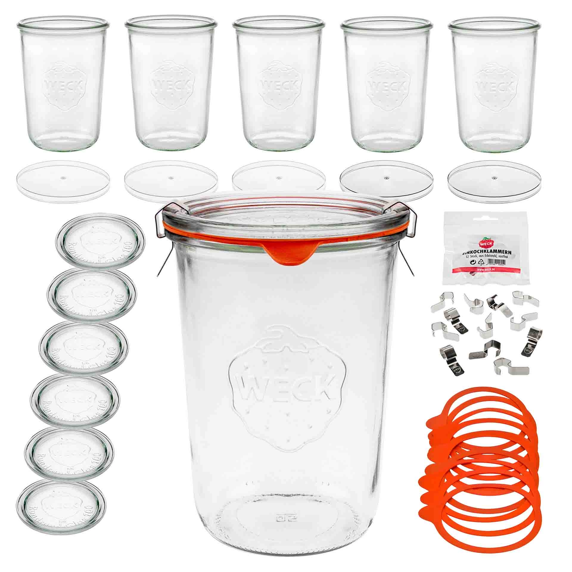 WECK-Sturzglas 850 ml mit Klarsichtdeckel, 6er Set