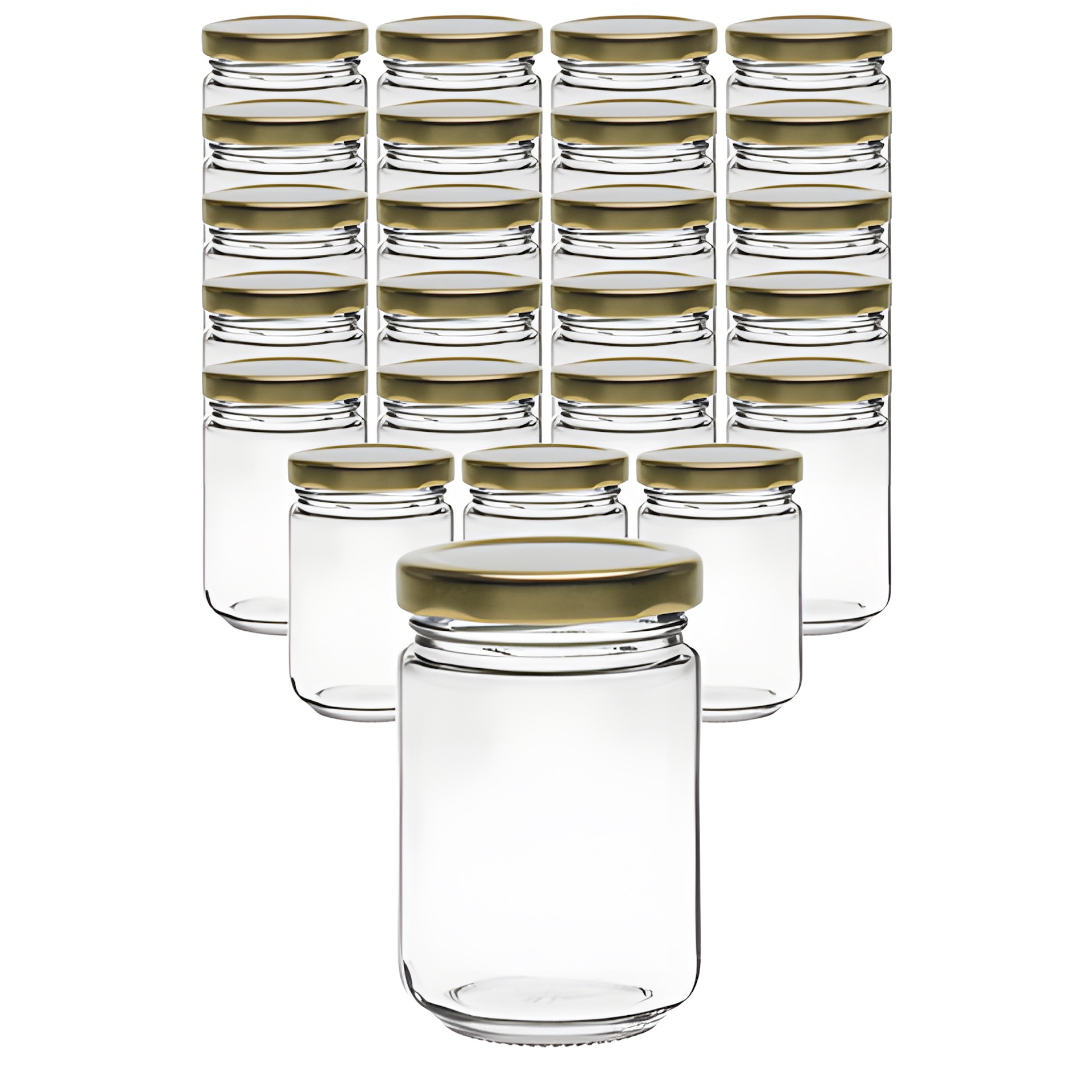 24er Set Rundglas 156 ml mit Deckel gold