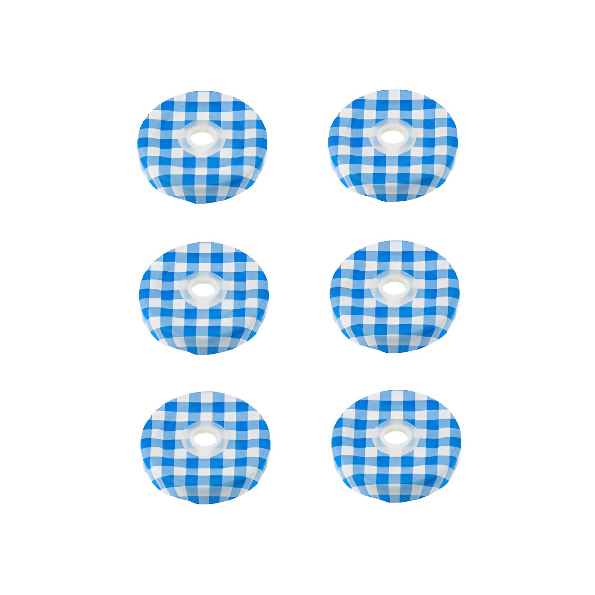 TO 43 Trinkhalmdeckel blau kariert, Loch Ø 8 mm, 6 Stück