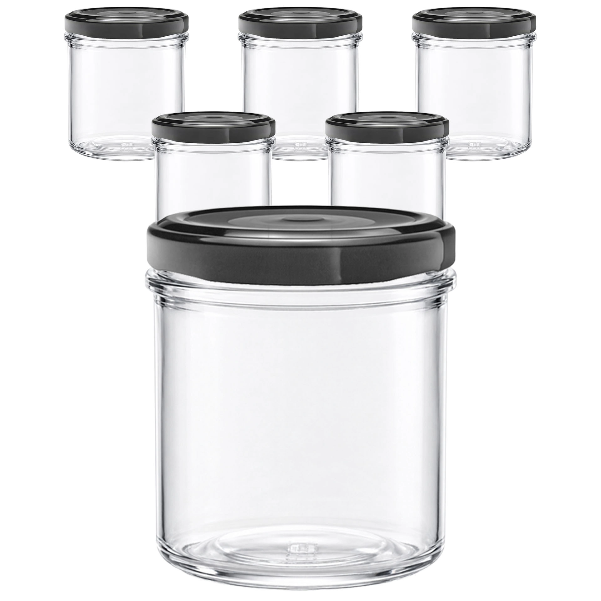 6er Set Sturzglas 167 ml mit Deckel schwarz