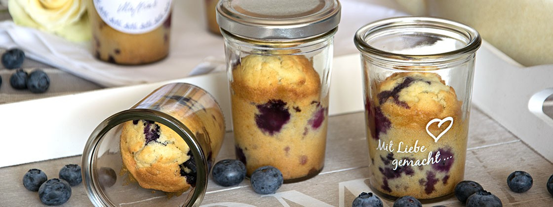 Blaubeermuffins im Glas
