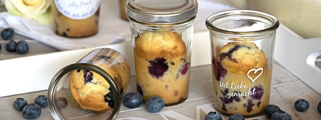 Blaubeermuffins im Glas