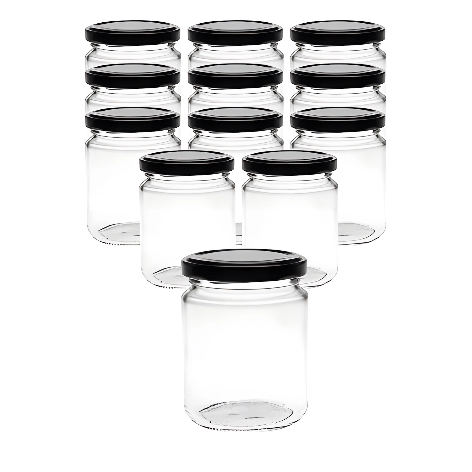 12er Set Rundglas 275 ml mit Deckel schwarz