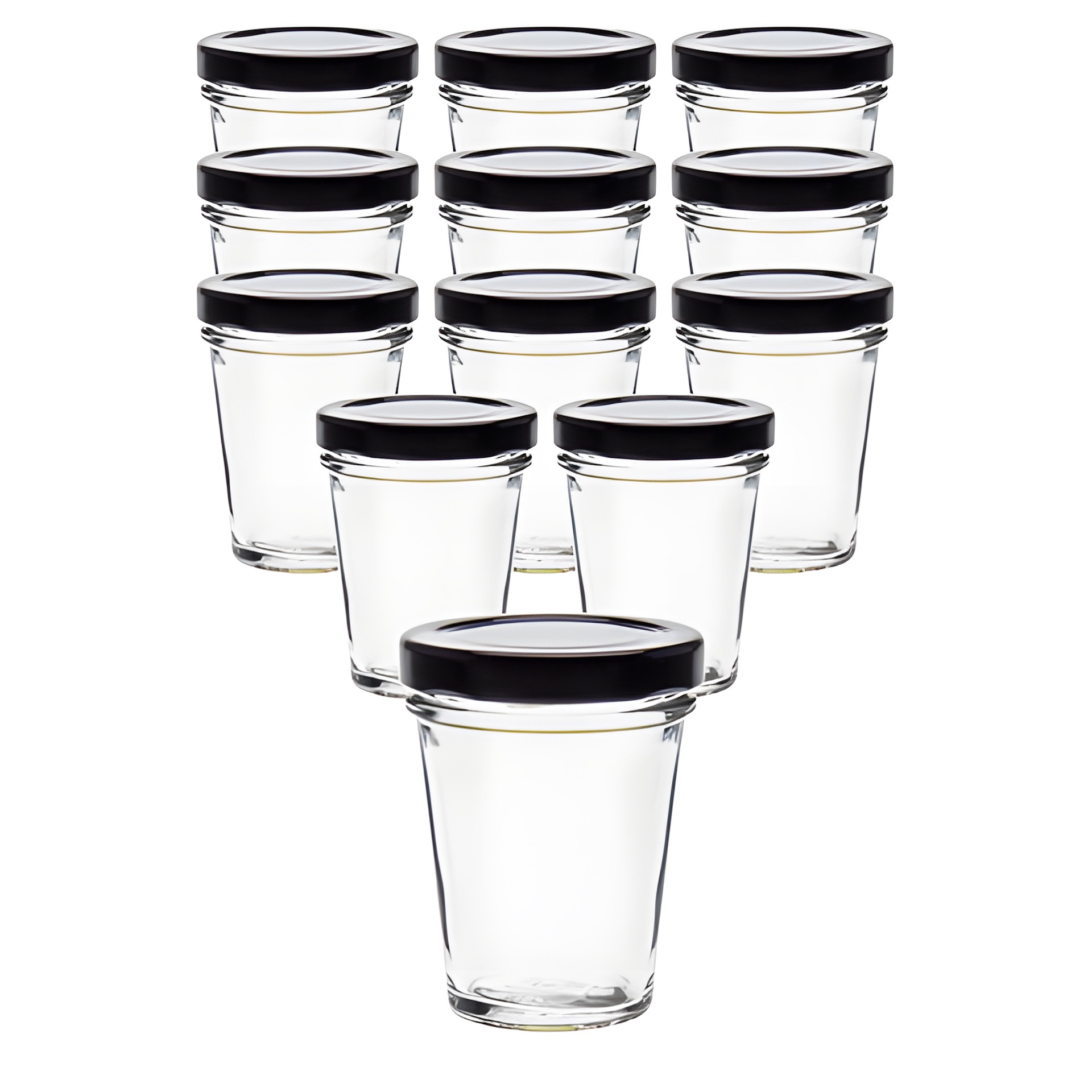 12er Set Becherglas 65 ml TO 58 mit Deckel schwarz