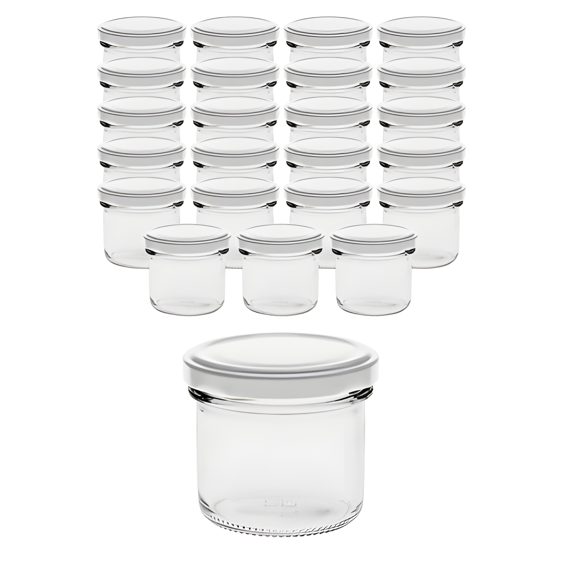 24er Set Sturzglas 125 ml mit Deckel weiß