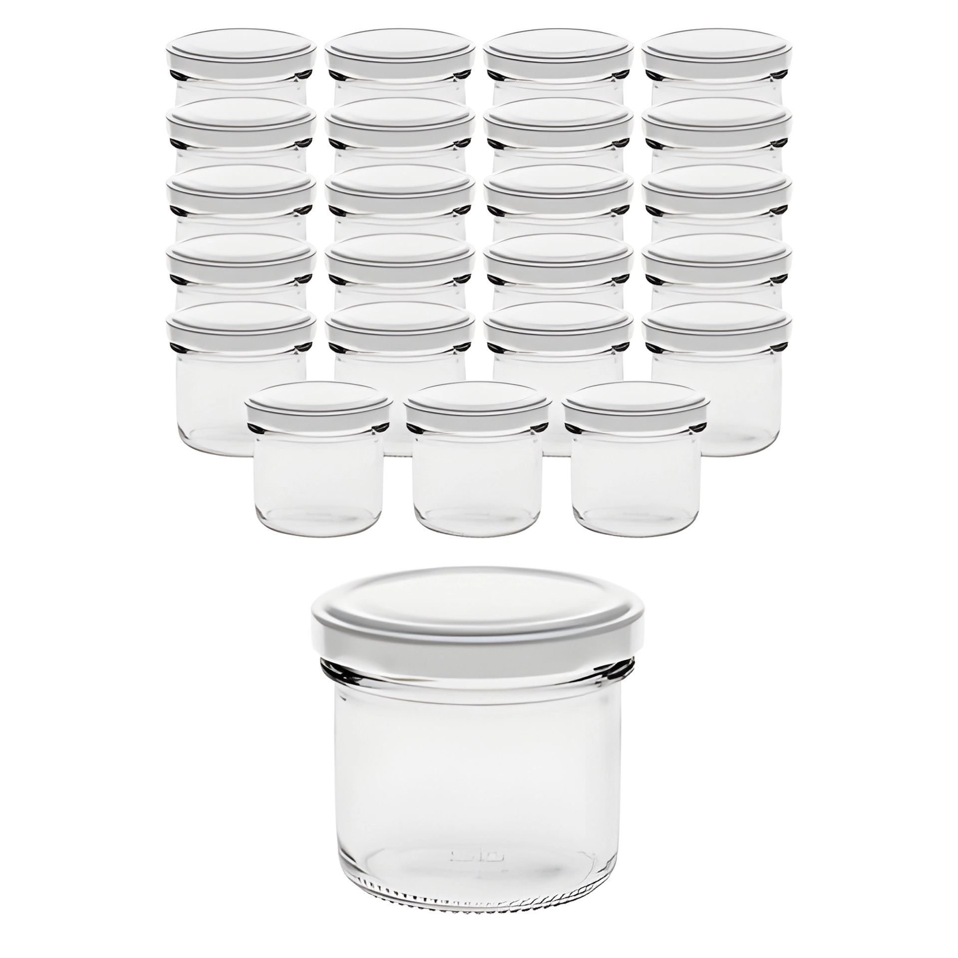 24er Set Sturzglas 125 ml mit Deckel weiß