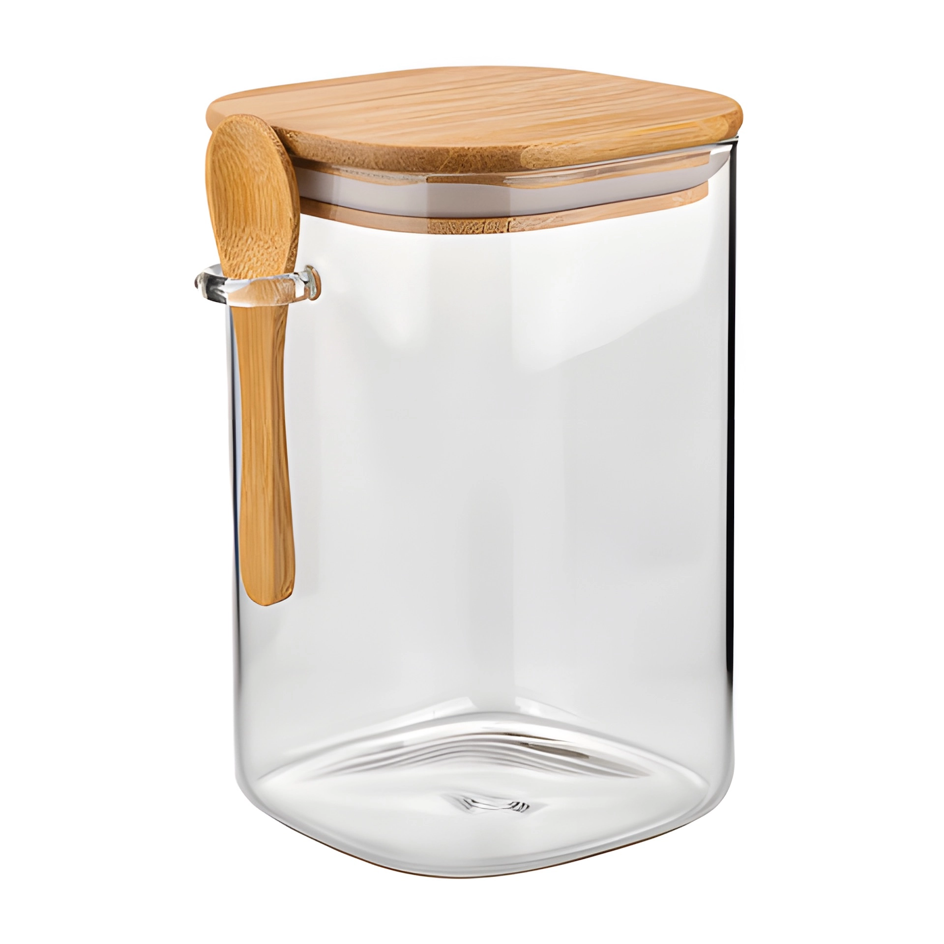 Vorratsglas 1100 ml eckig mit Bambusdeckel