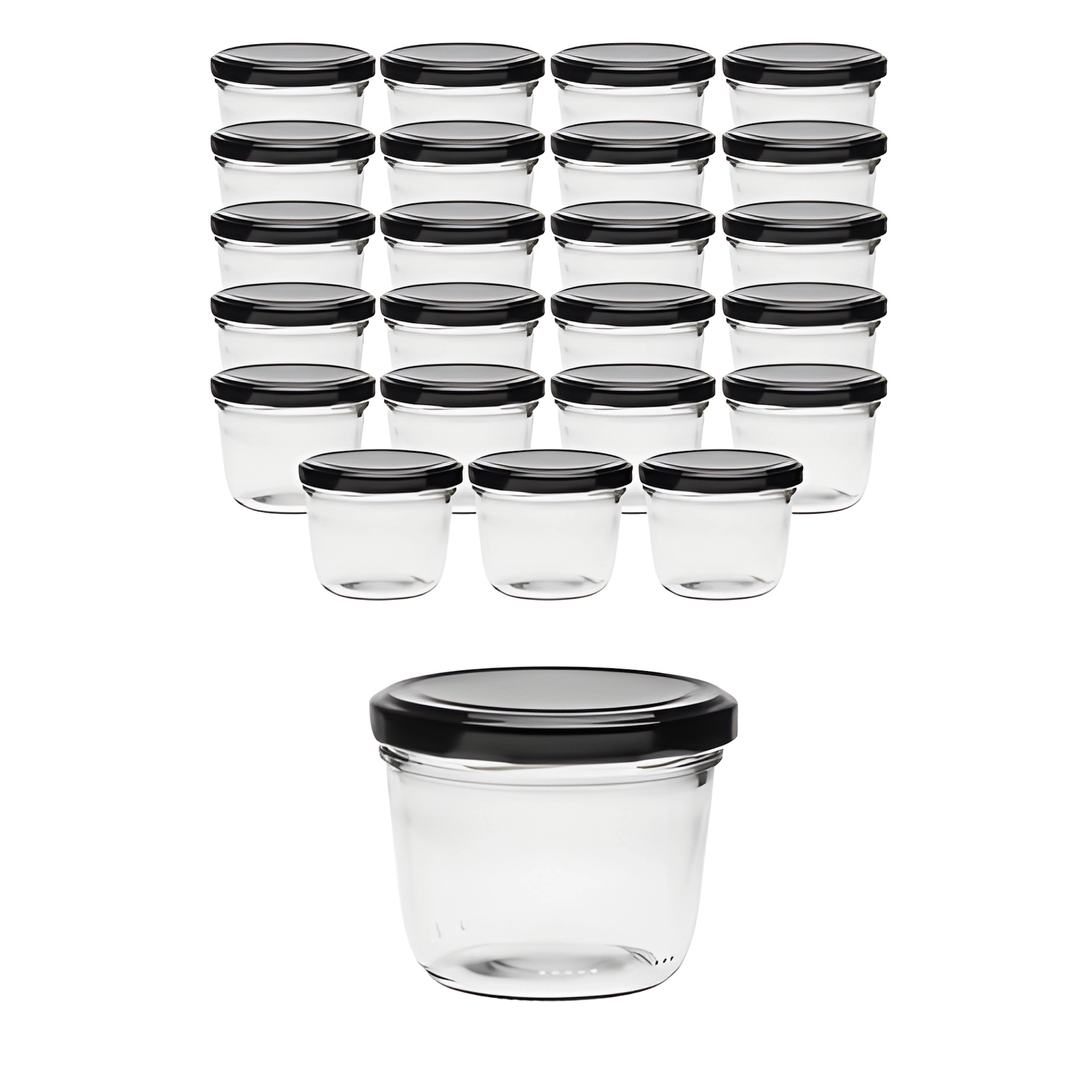 24er Set Sturzglas 230 ml mit Deckel schwarz