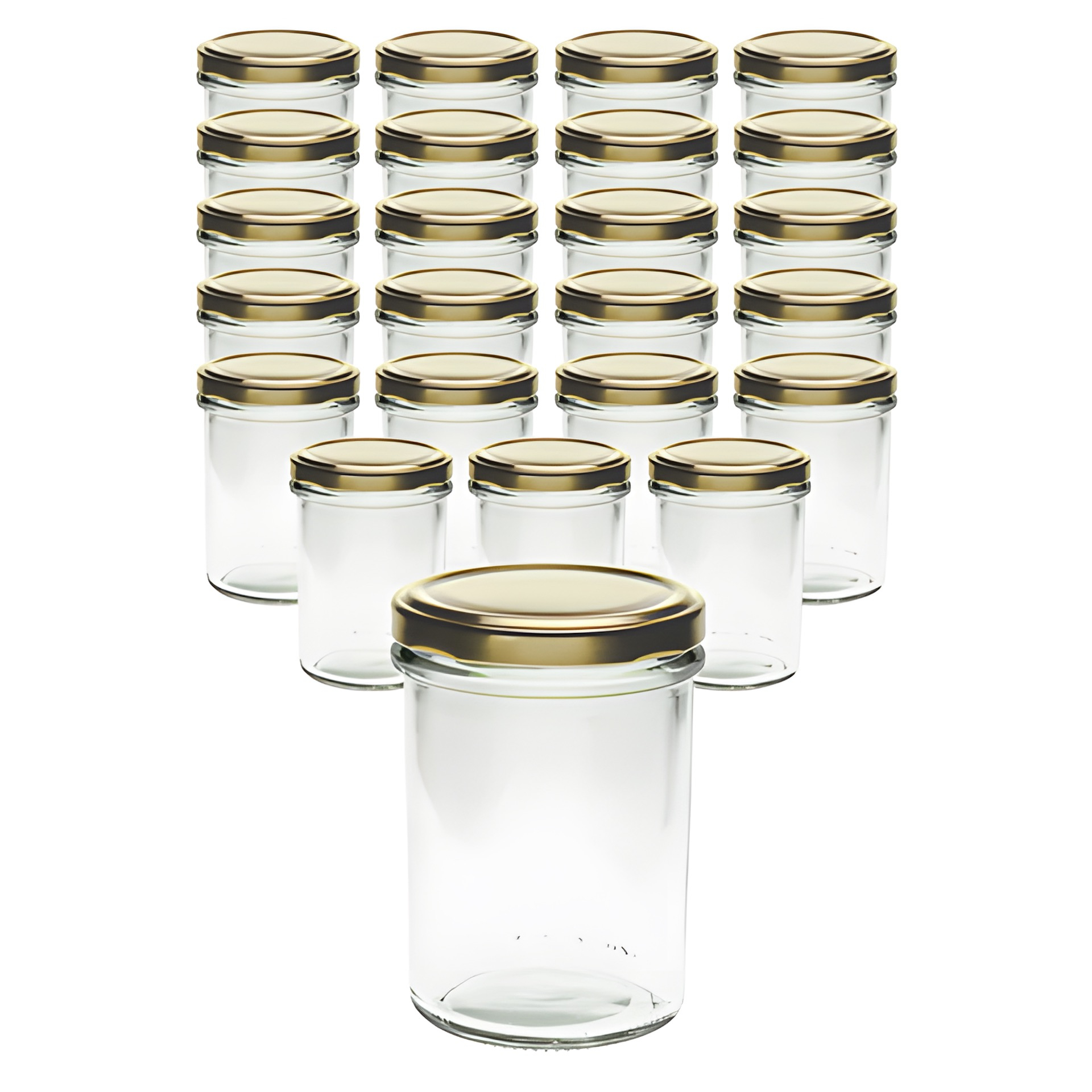 24er Set Sturzglas 230 ml hoch mit Deckel gold
