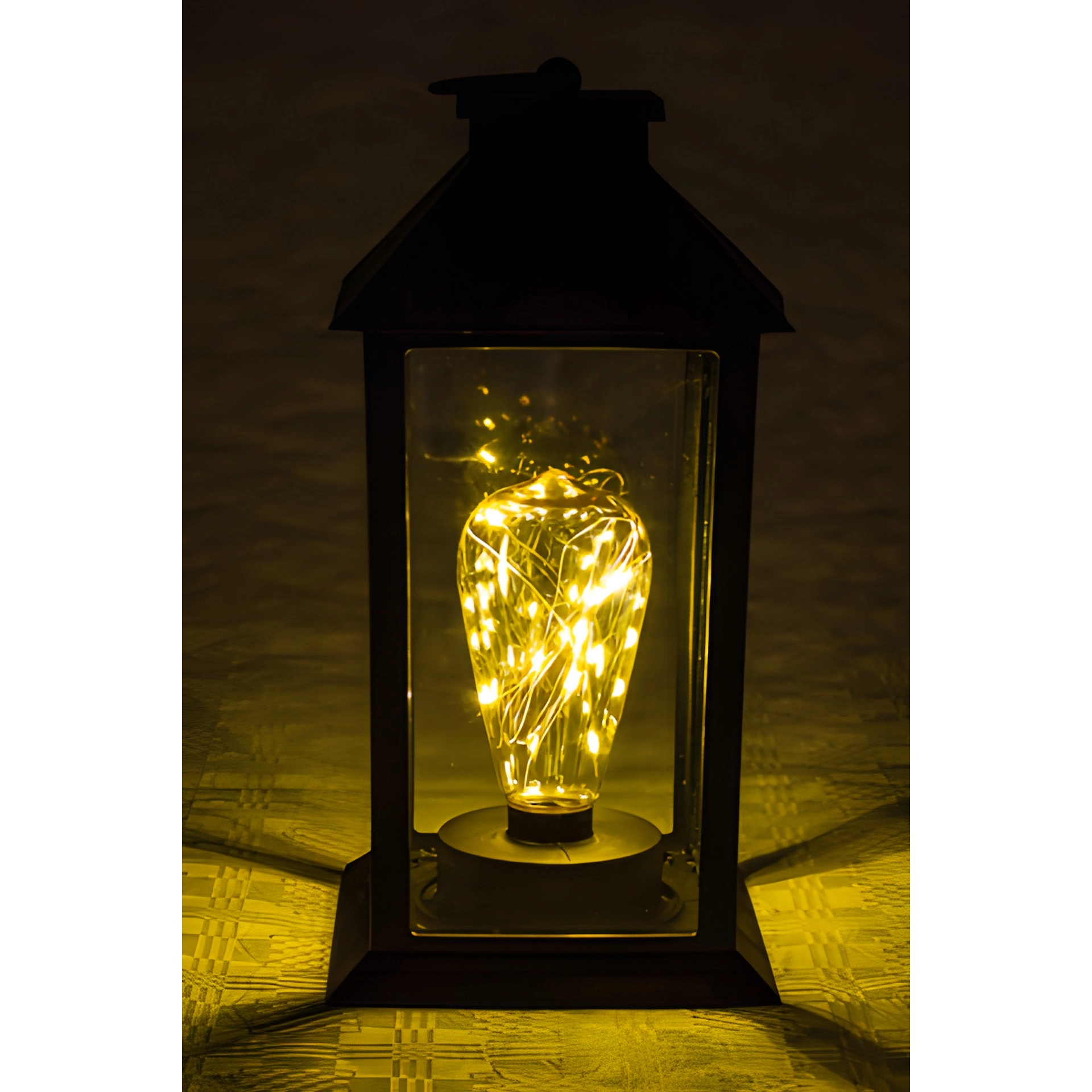 Deko-Laterne 'Glühbirne' 29 cm, 10 LEDs, schwarz