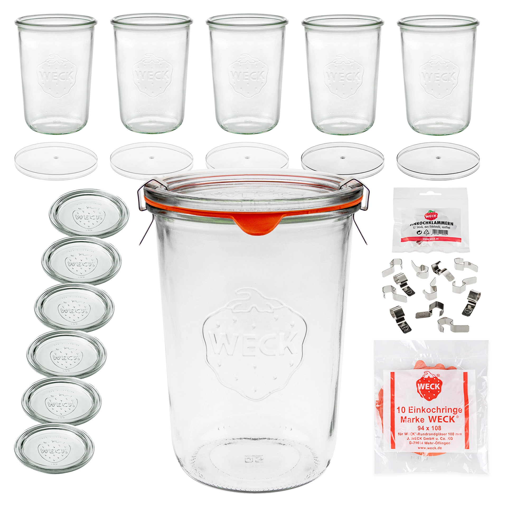 WECK-Sturzglas 850 ml mit Klarsichtdeckel, 6er Set