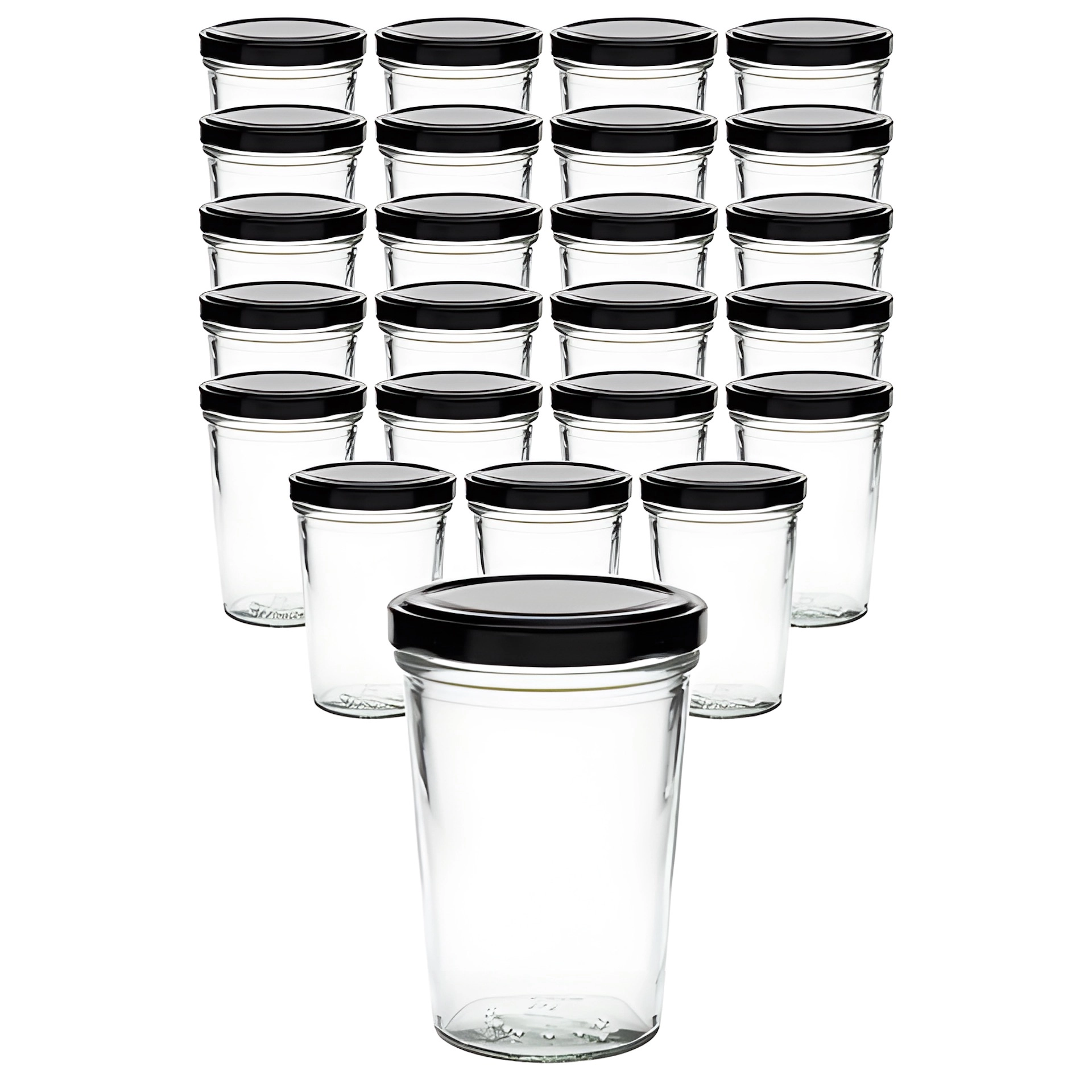 24er Set Becherglas 150 ml TO 66 mit Deckel schwarz