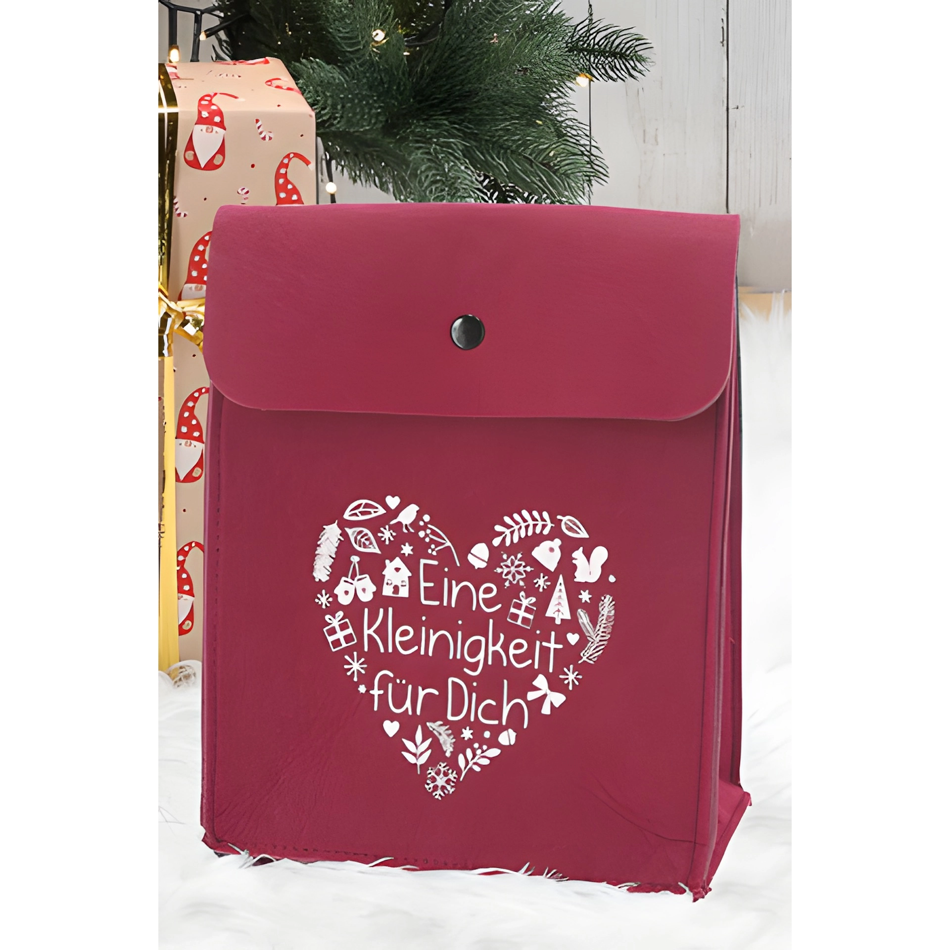 Geschenktasche mit Druckknopf, 20 x 25 cm, weinrot