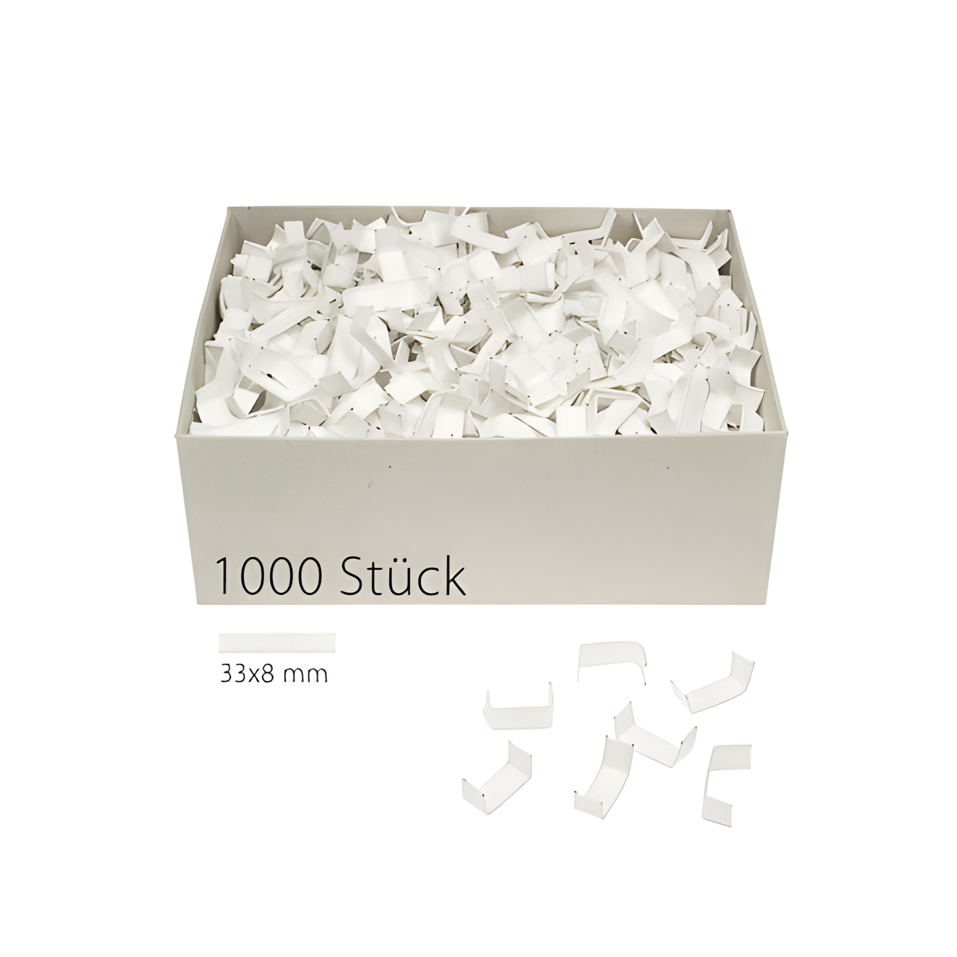U-Clips 33 x 8 mm weiß, 1000 Stück