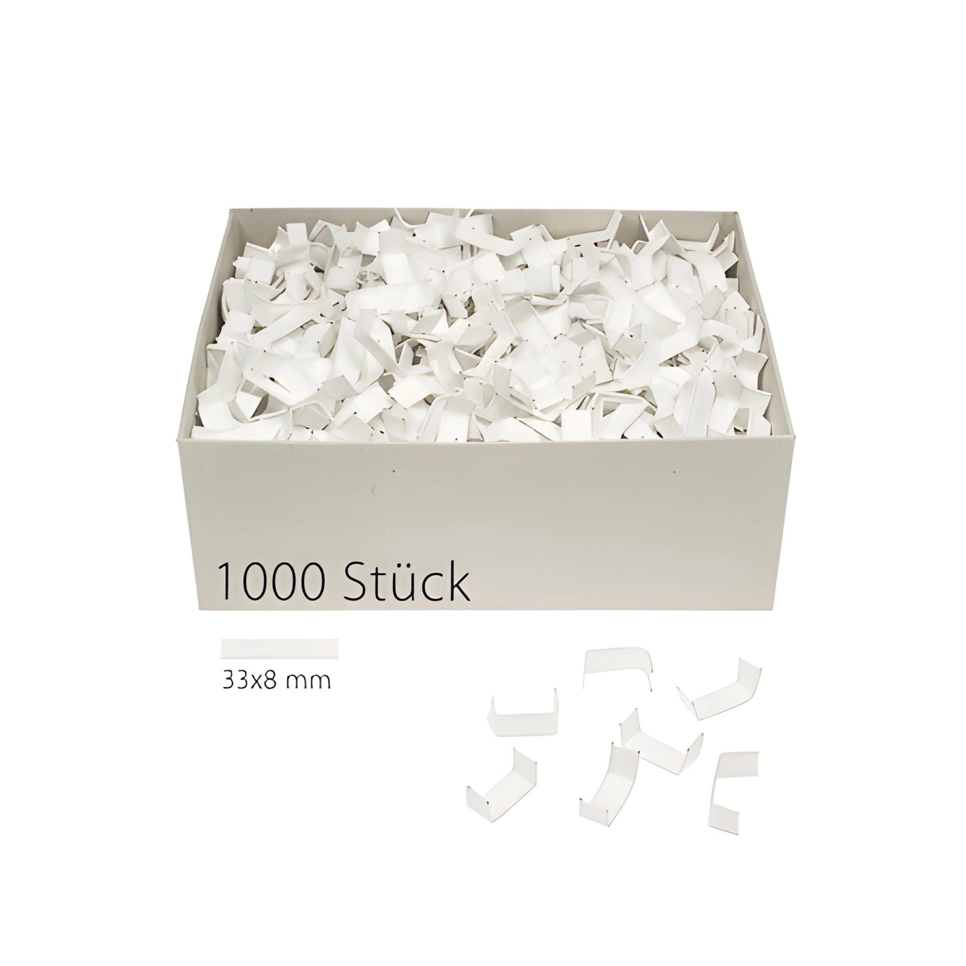 U-Clips 33 x 8 mm weiß, 1000 Stück