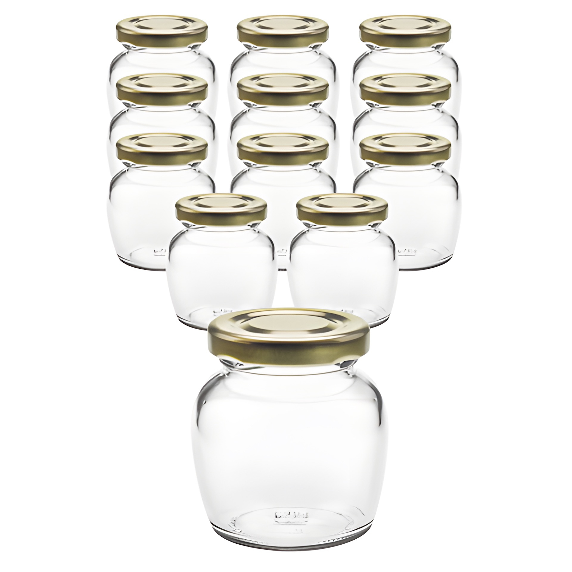 12er Set Schmuckglas 106 ml mit Deckel gold
