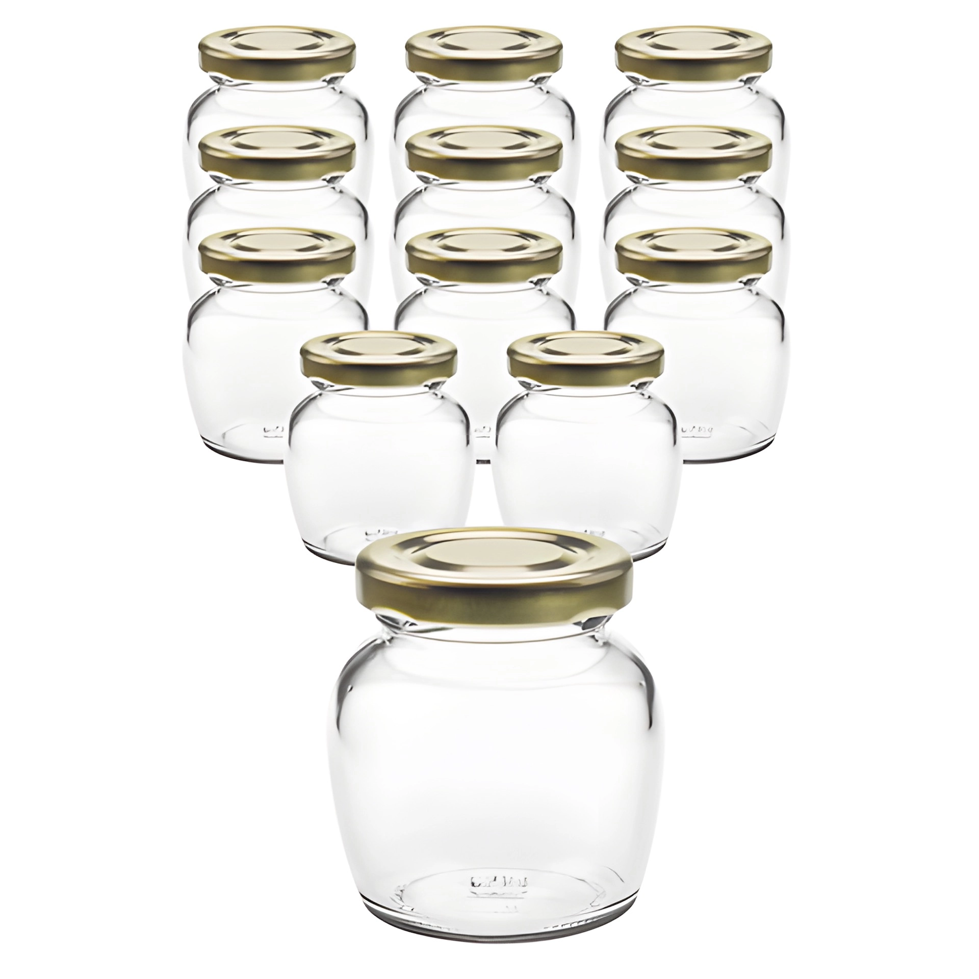 12er Set Schmuckglas 106 ml mit Deckel gold