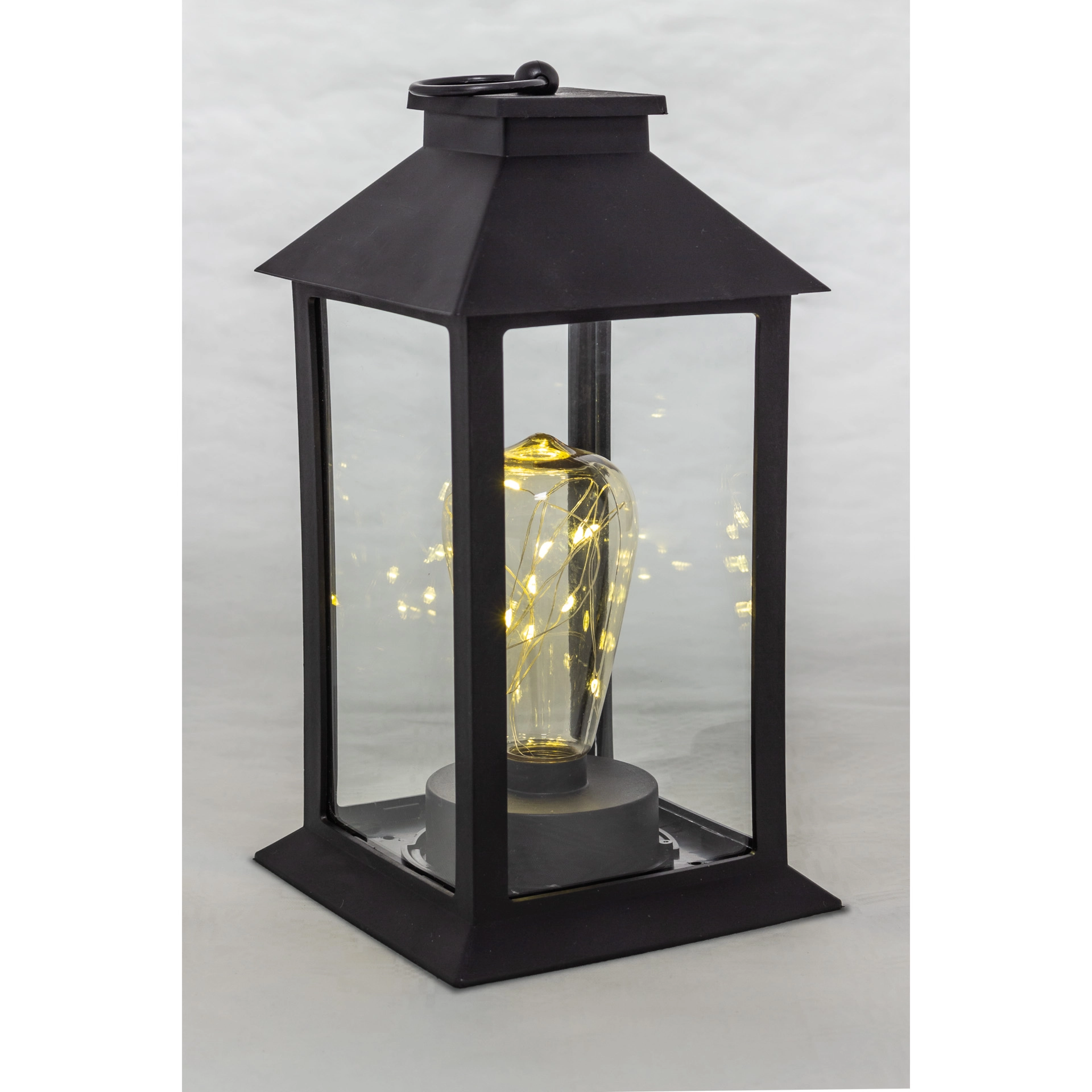 Deko-Laterne 'Glühbirne' 29 cm, 10 LEDs, schwarz