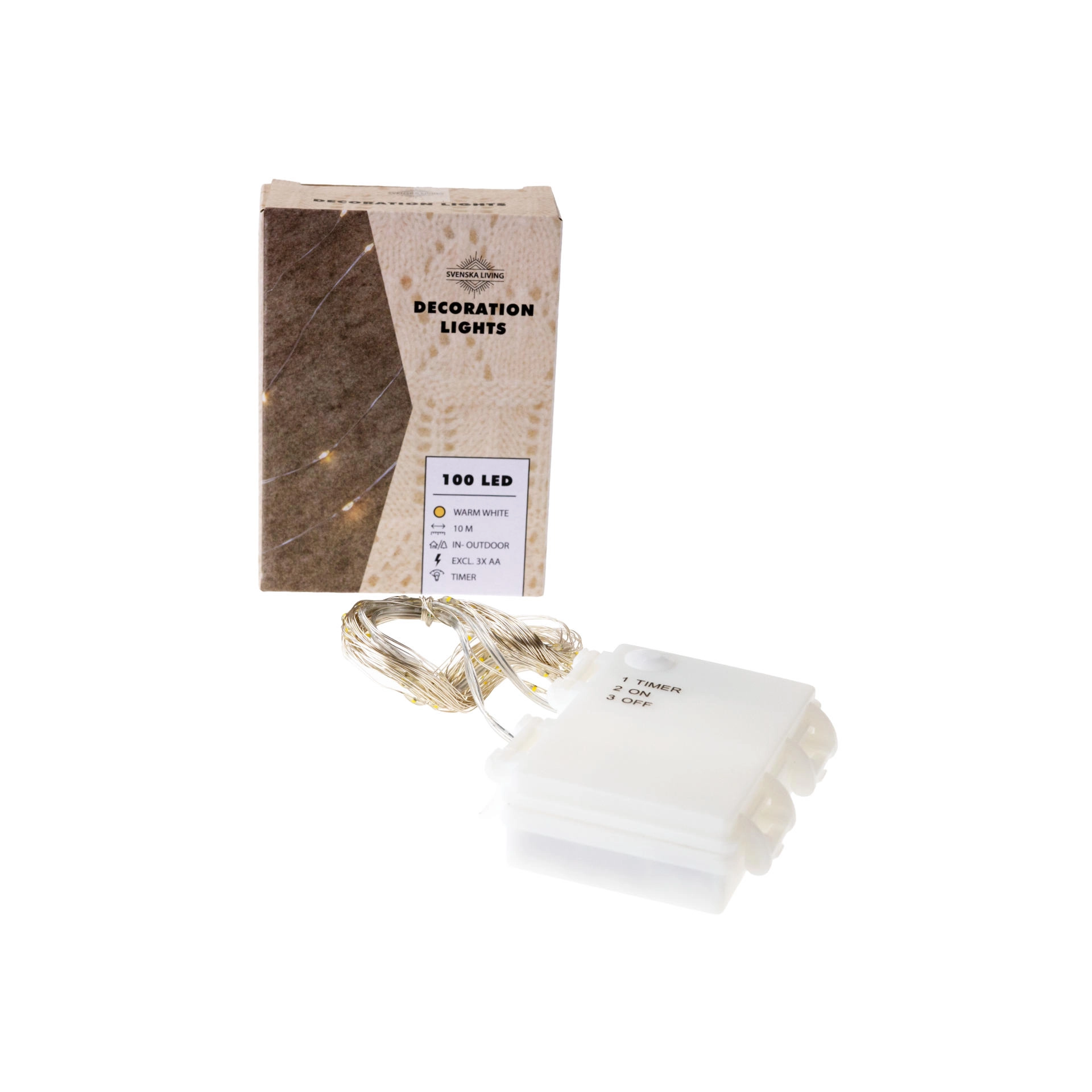 Lichterkette Outdoor 100 LEDs, warmweiß mit Timer