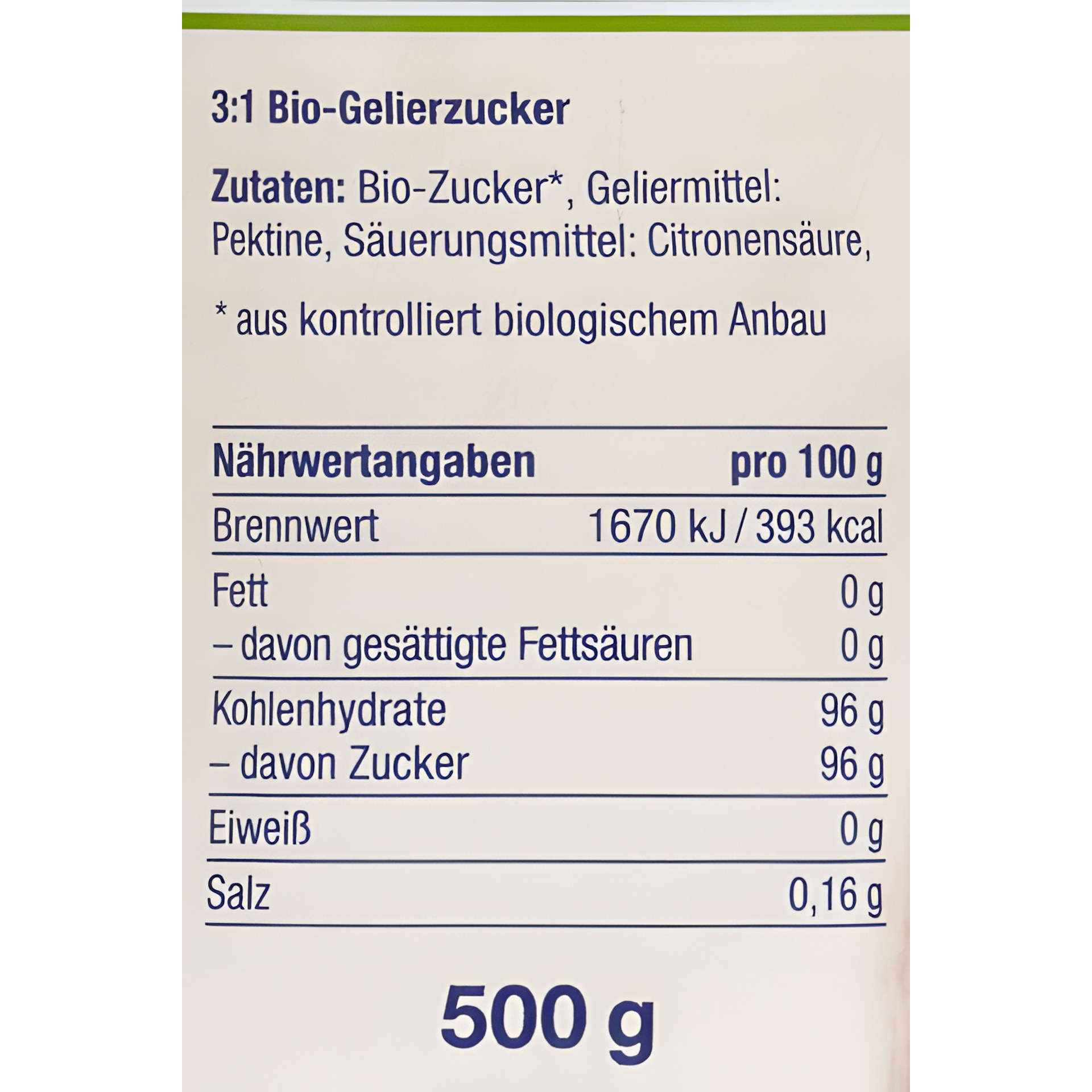 Bio-Gelierzucker 3:1, 500 g