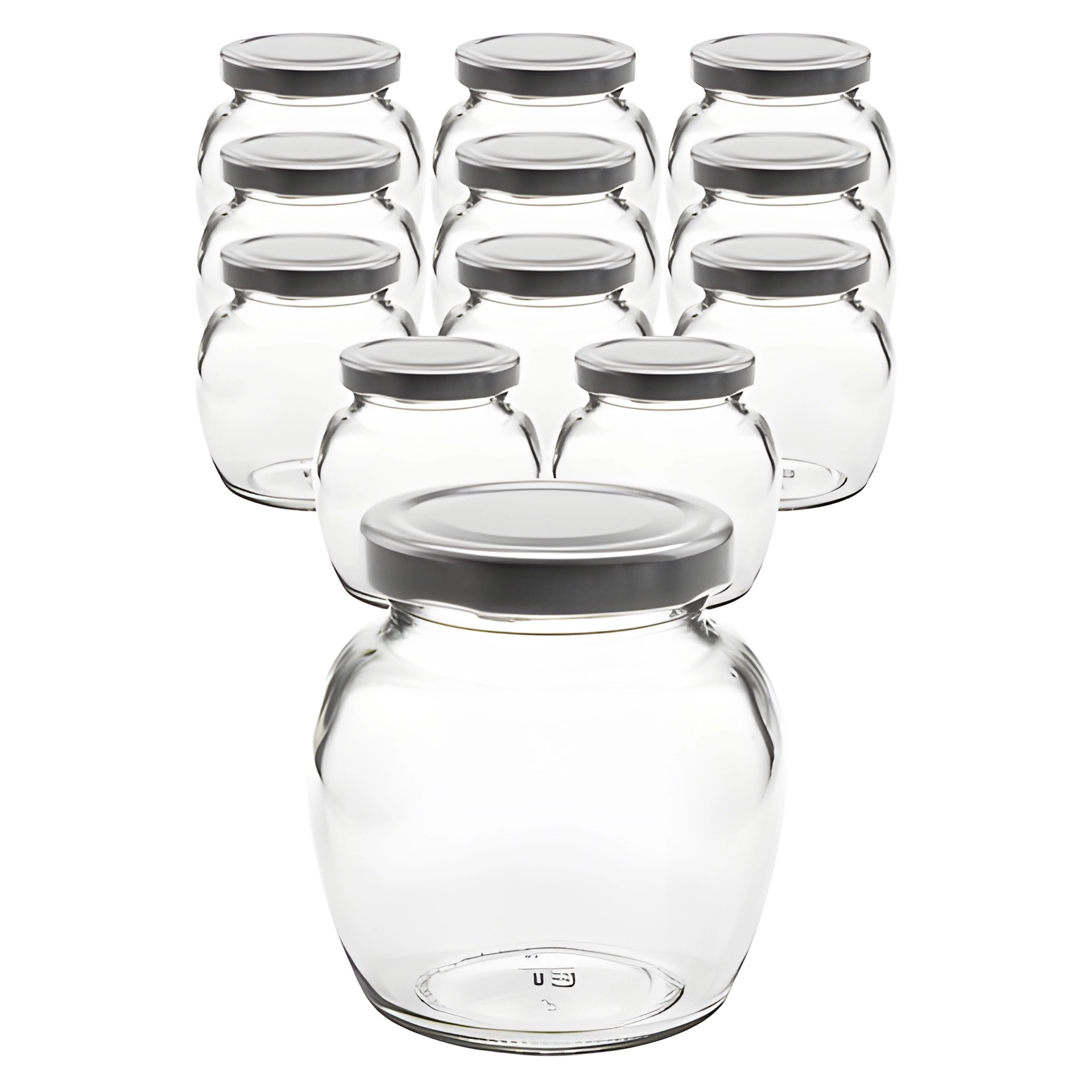 12er Set Schmuckglas 212 ml mit Deckel silber