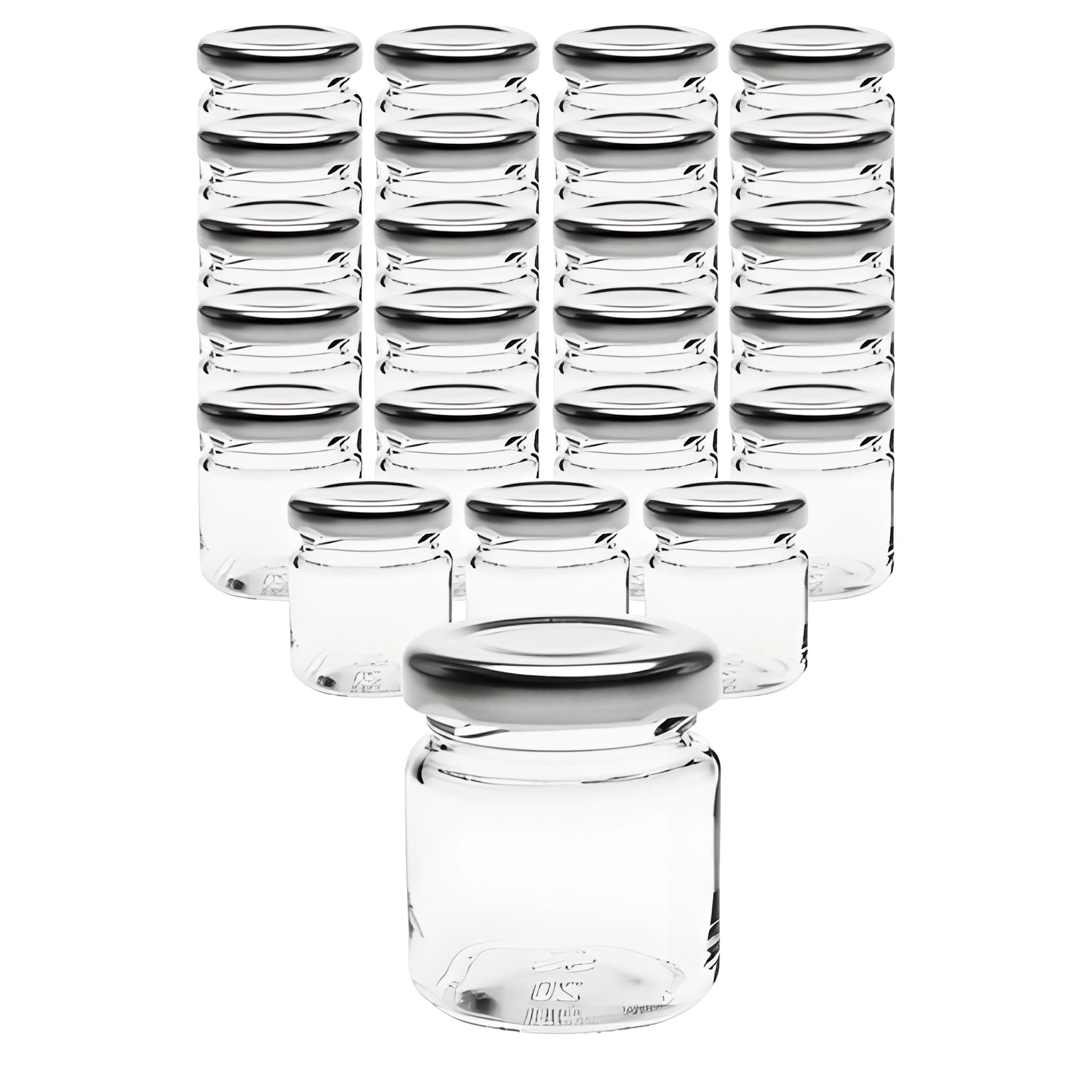 24er Set Rundglas 53 ml mit Deckel silber