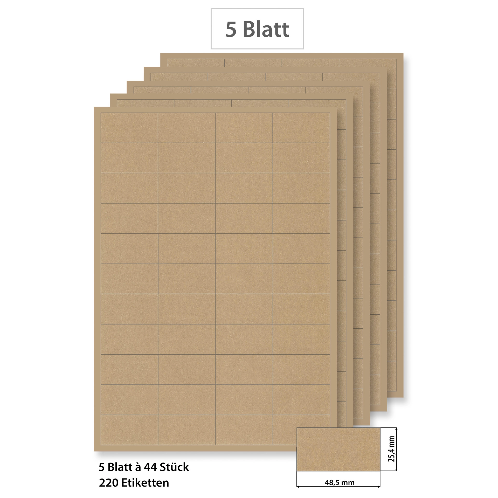 Steffis Etiketten 48,5 x 25,4 mm natur - 5 Blatt A4