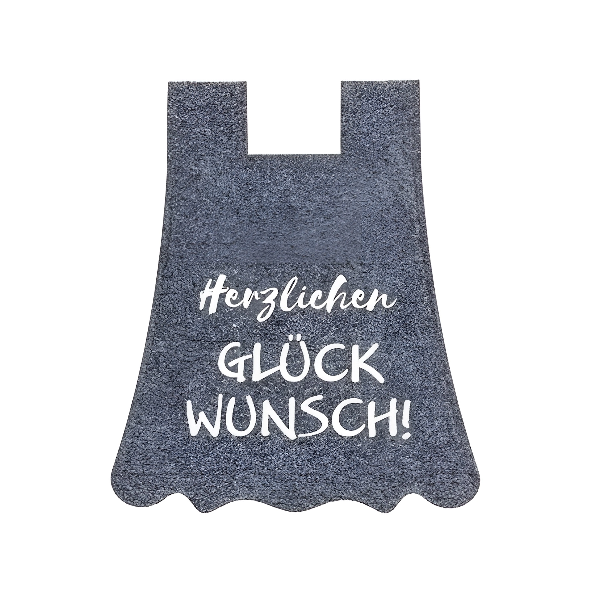 Flaschendeko Filzkleid mit 'Herzlichen GLÜCKWUNSCH!' grau
