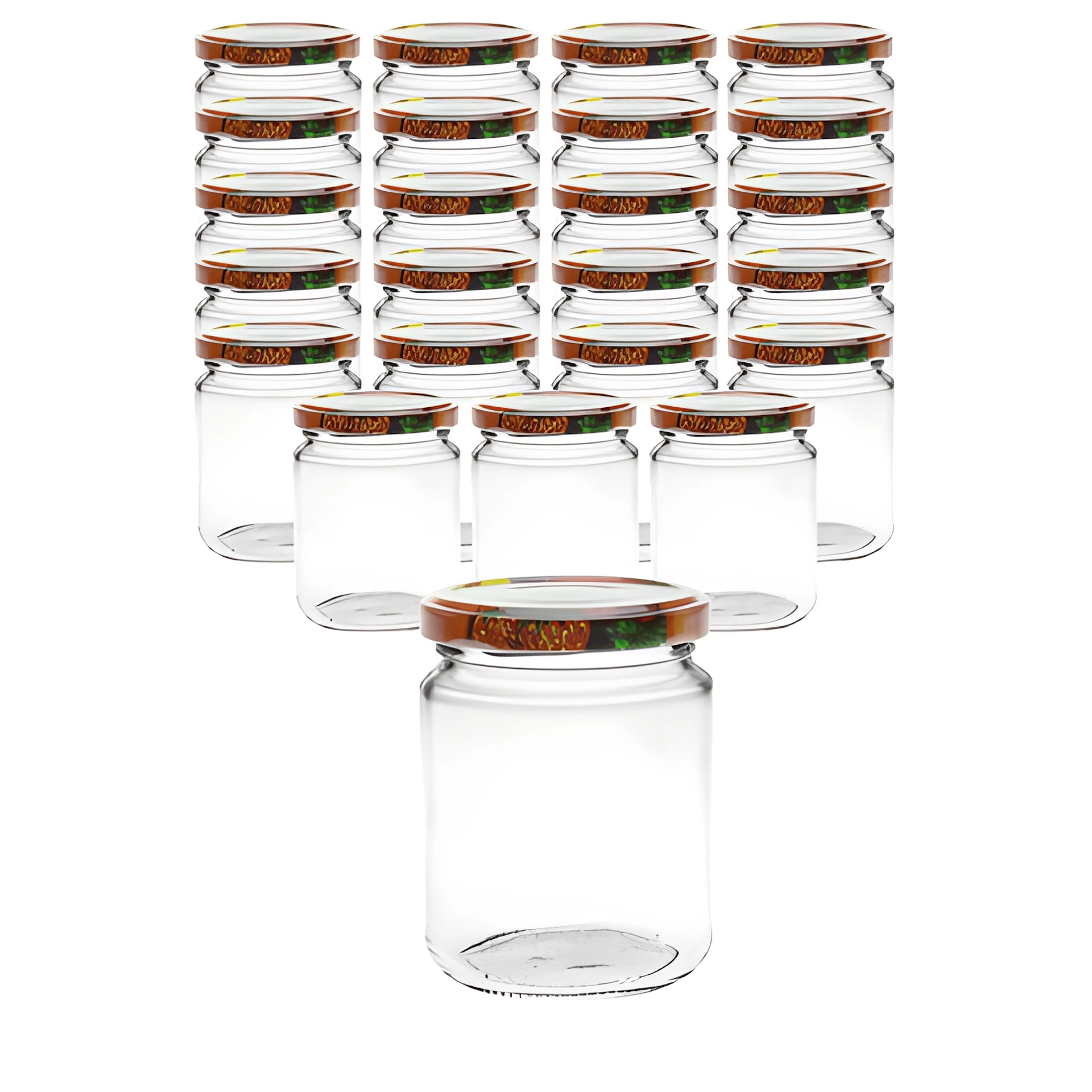 24er Set Rundglas 275 ml mit Deckel Obstdekor