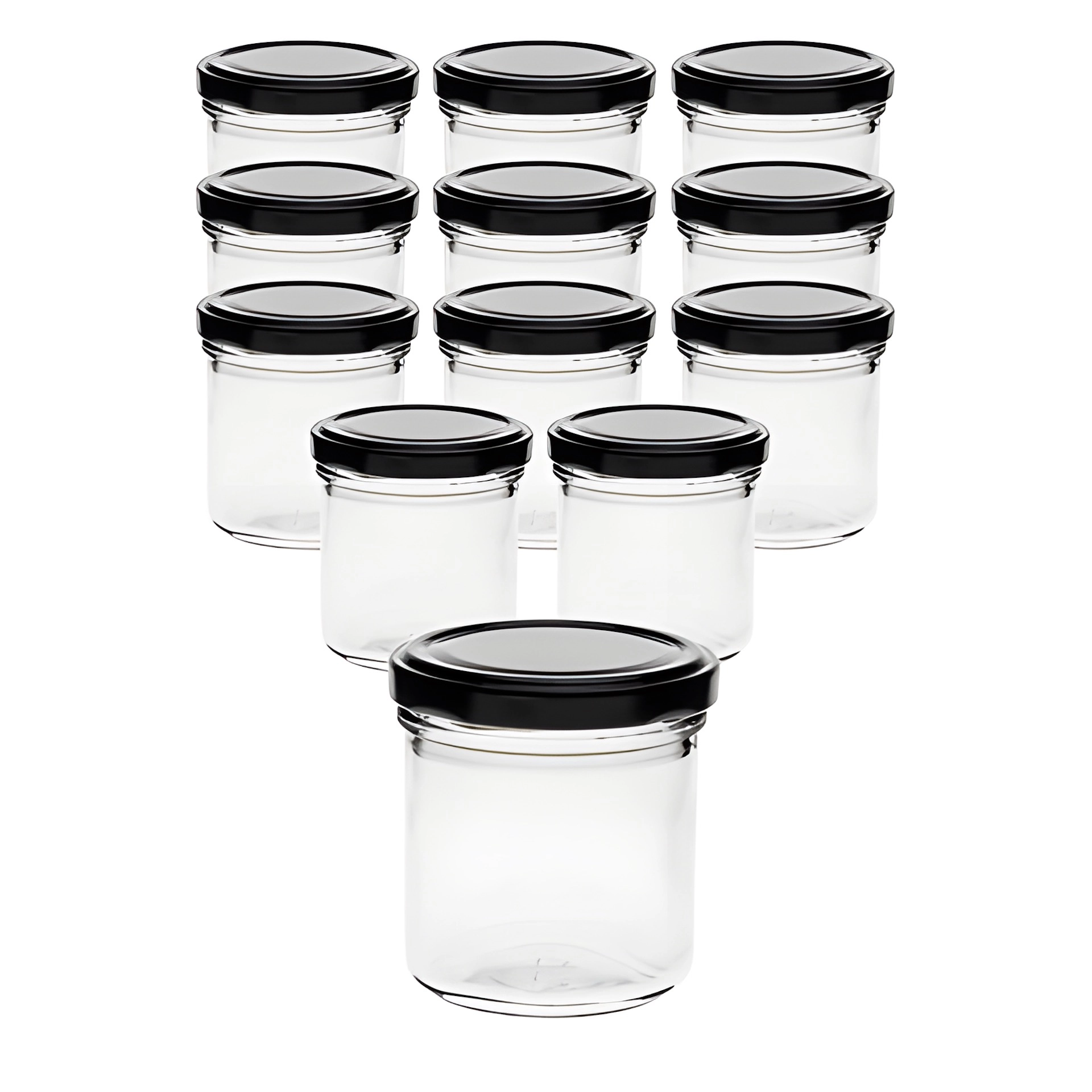 12er Set Sturzglas 167 ml mit Deckel schwarz