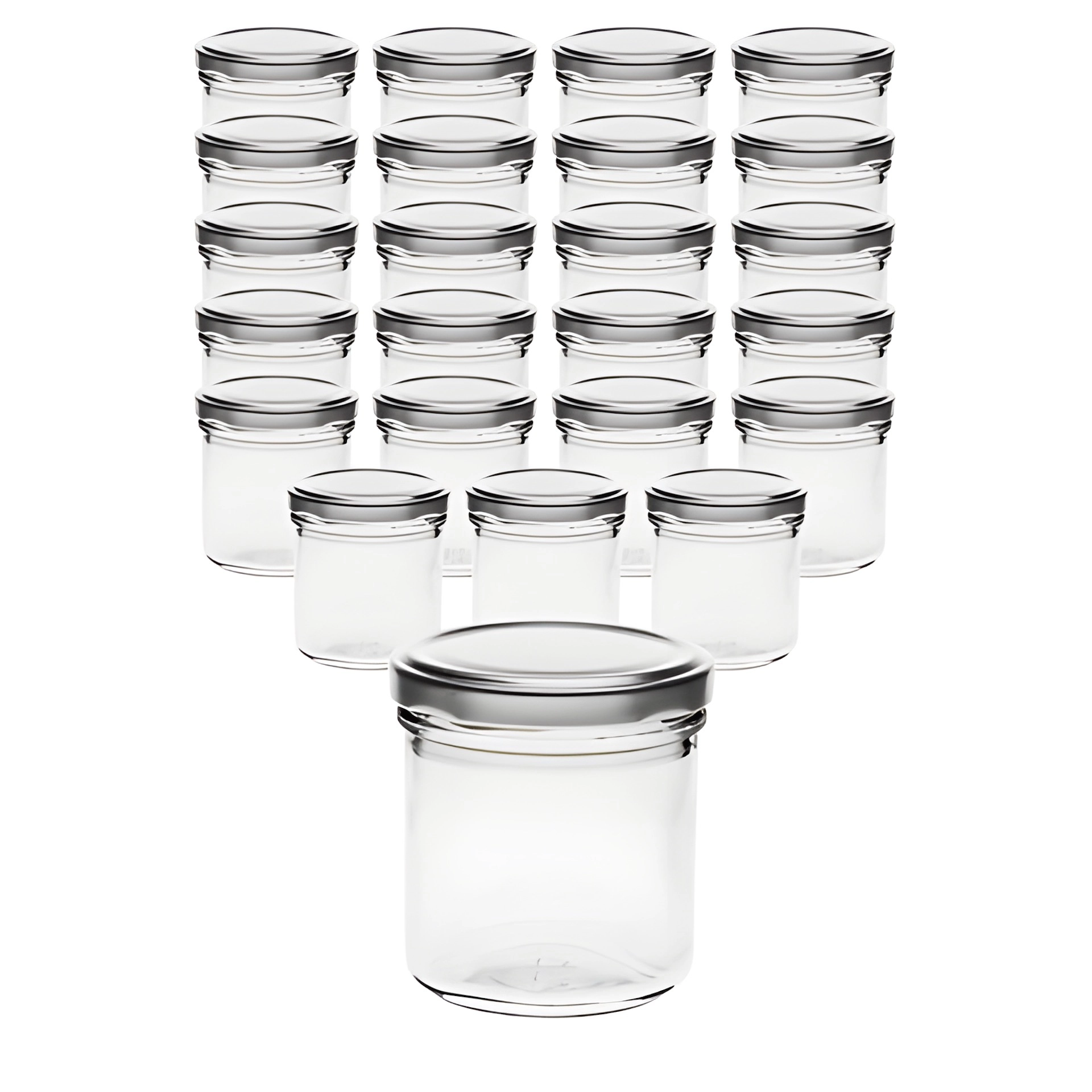 Sturzglas mit Deckel silber, 24er Set, 167 ml, Silber, Einmachglas