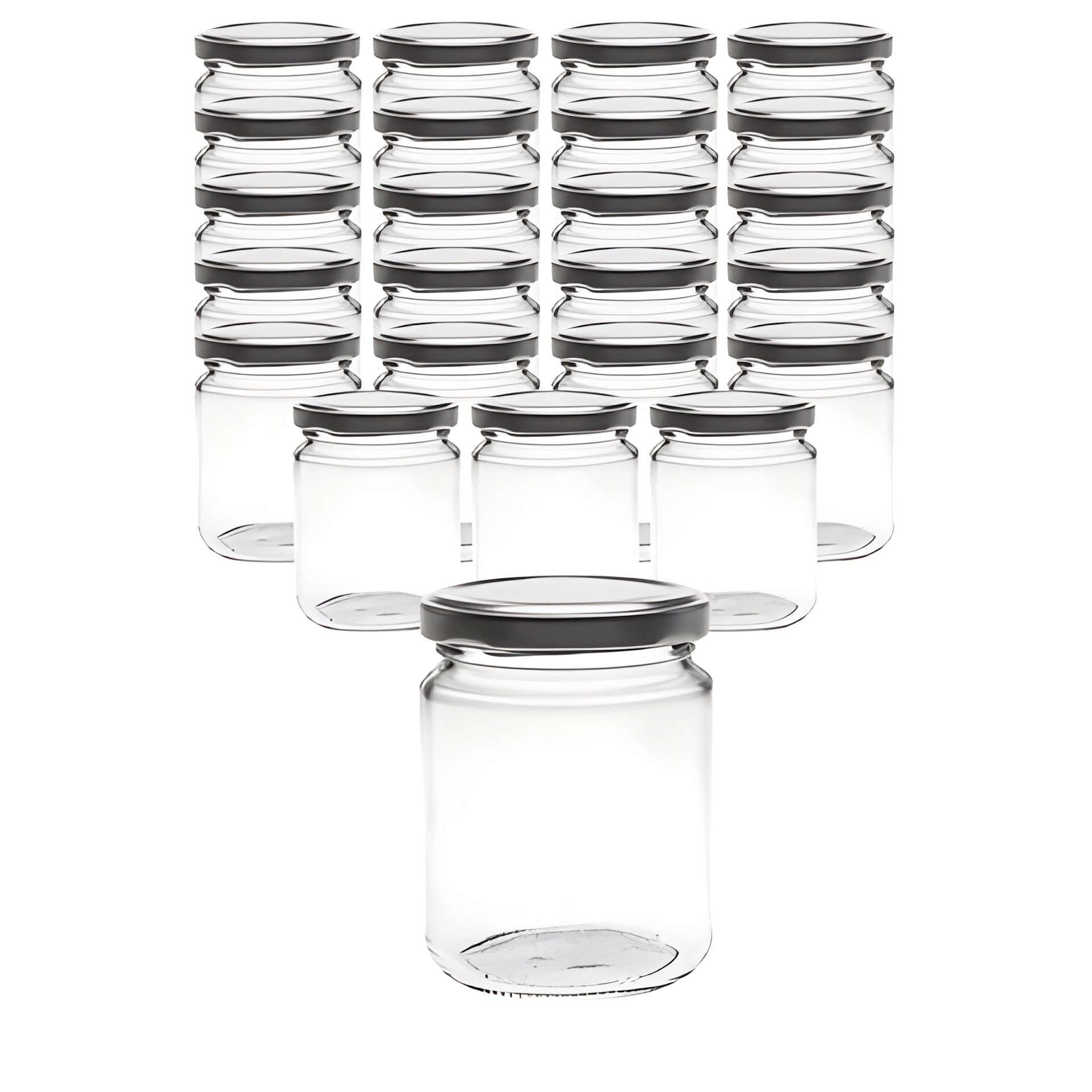 24er Set Rundglas 275 ml mit Deckel silber