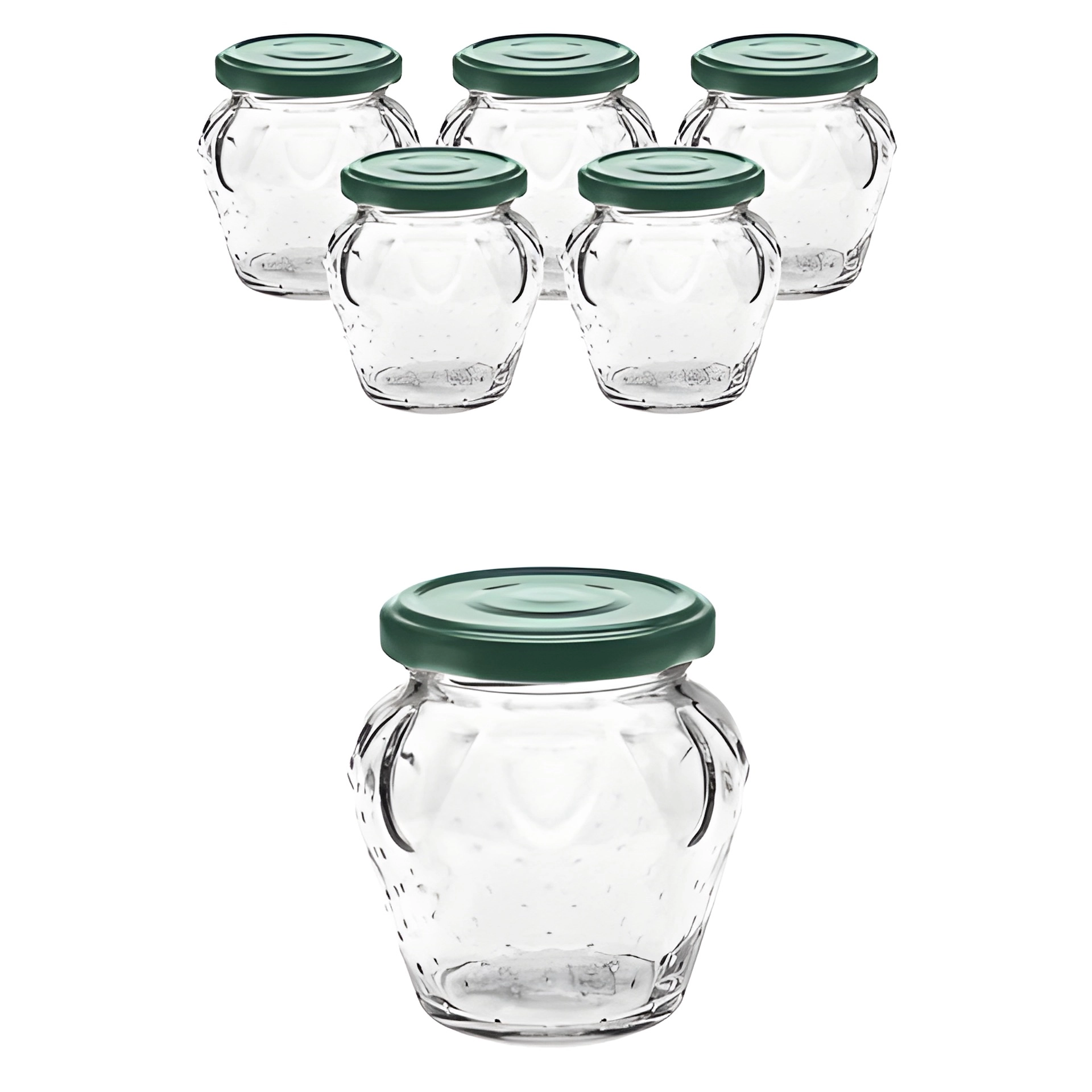 6er Set Erdbeerglas 230 ml mit Deckel grün