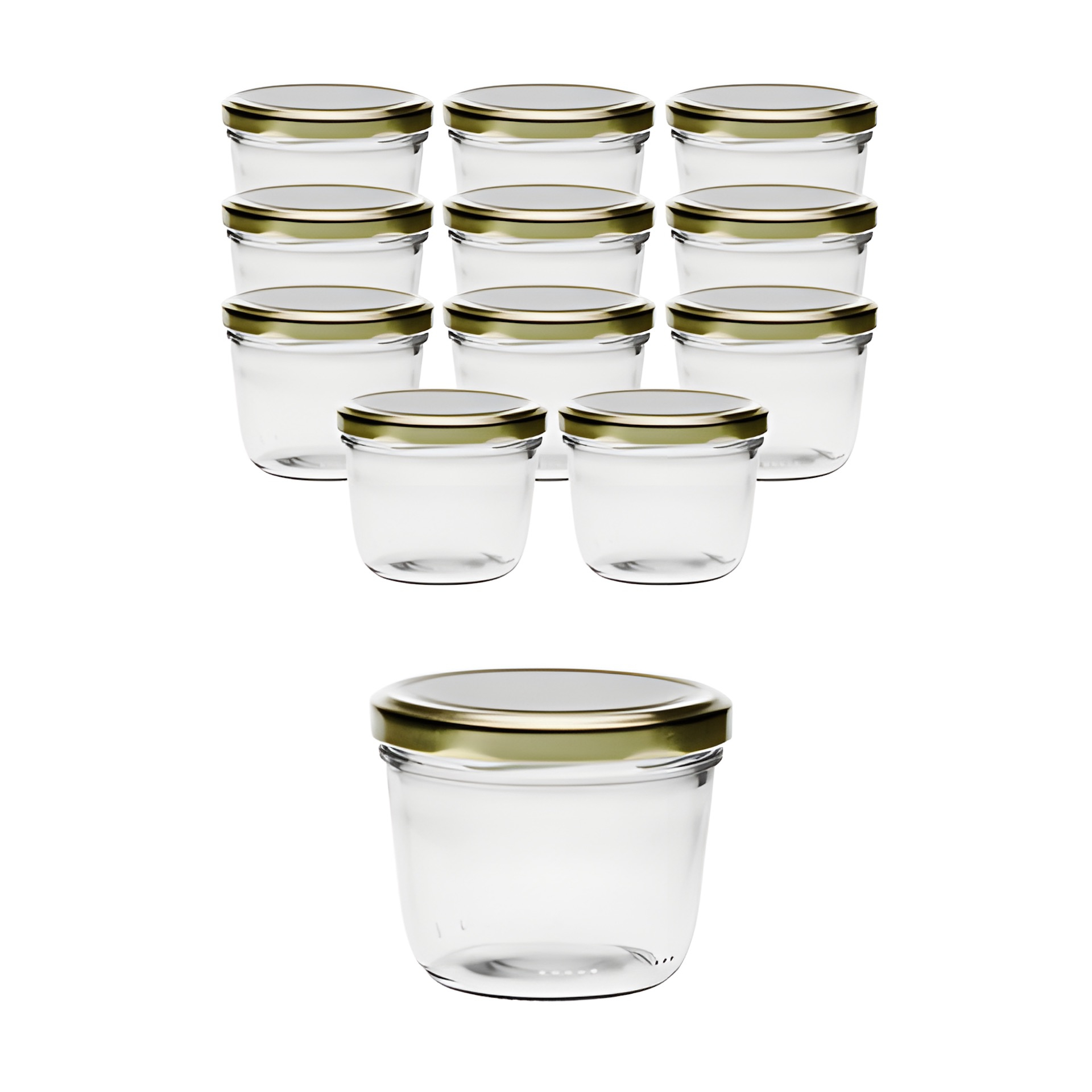 12er Set Sturzglas 230 ml mit Deckel gold