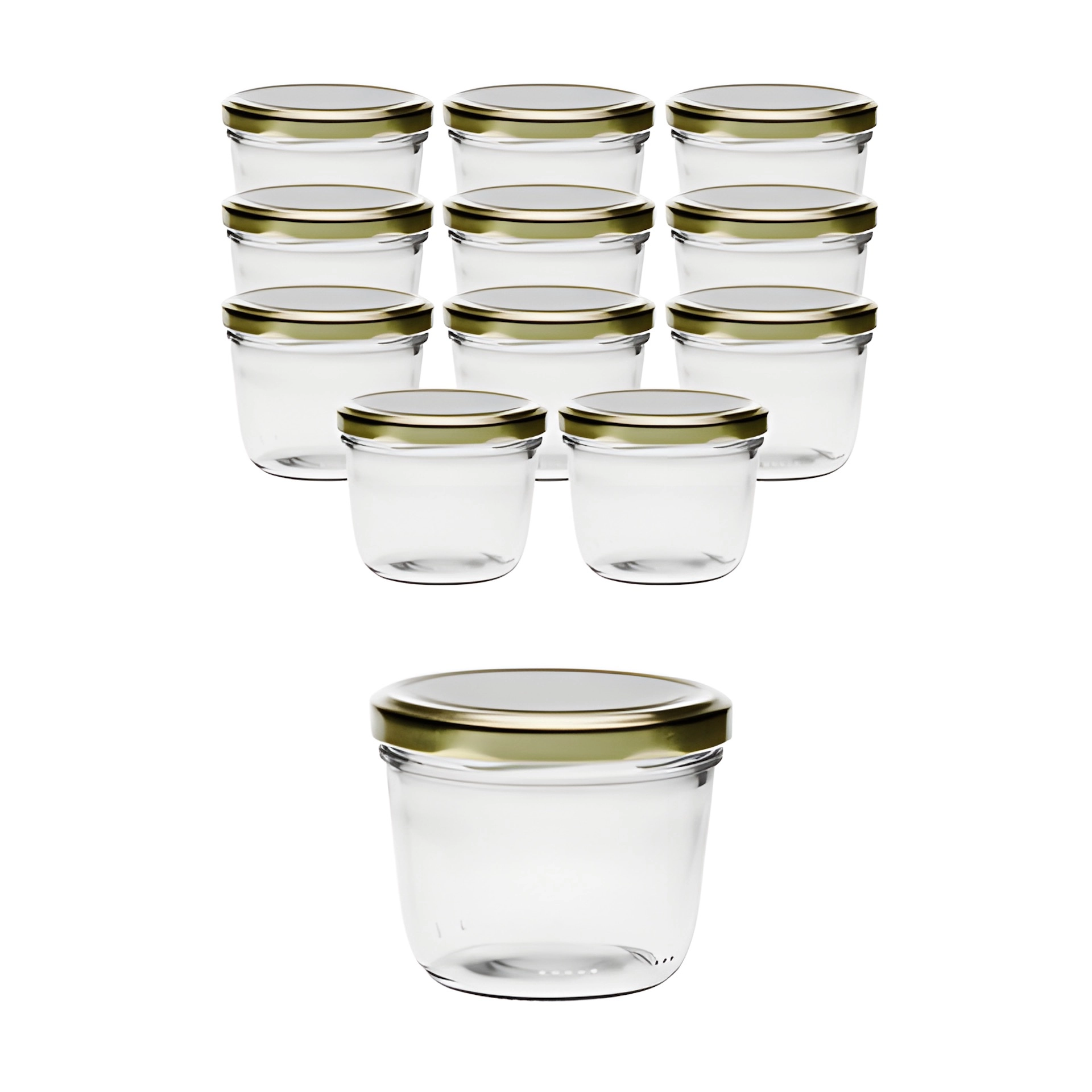 12er Set Sturzglas 230 ml mit Deckel gold