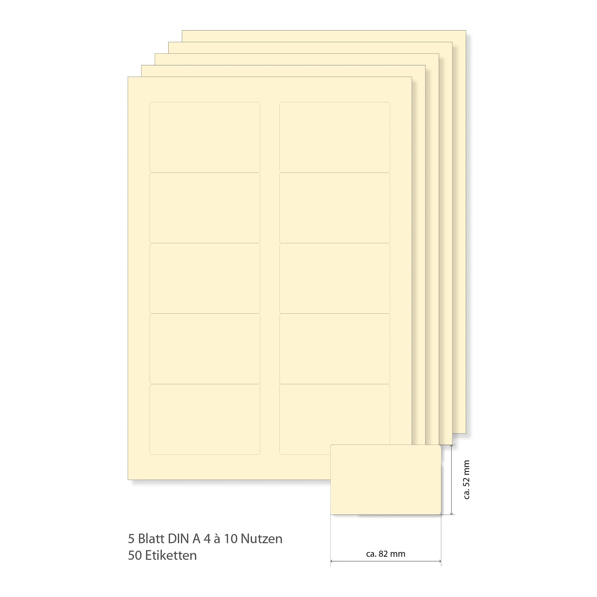 Etiketten 82 x 52 mm creme -  5 Blatt A4