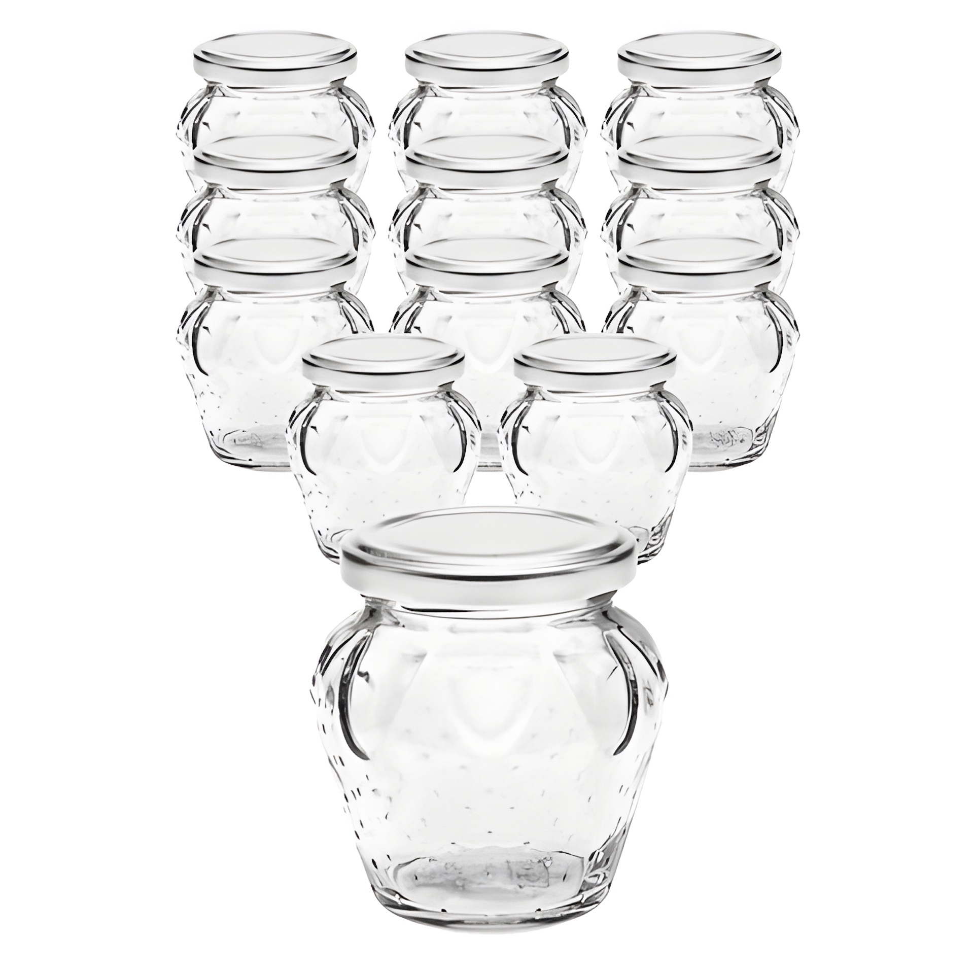 12er Set Erdbeerglas 230 ml mit Deckel silber