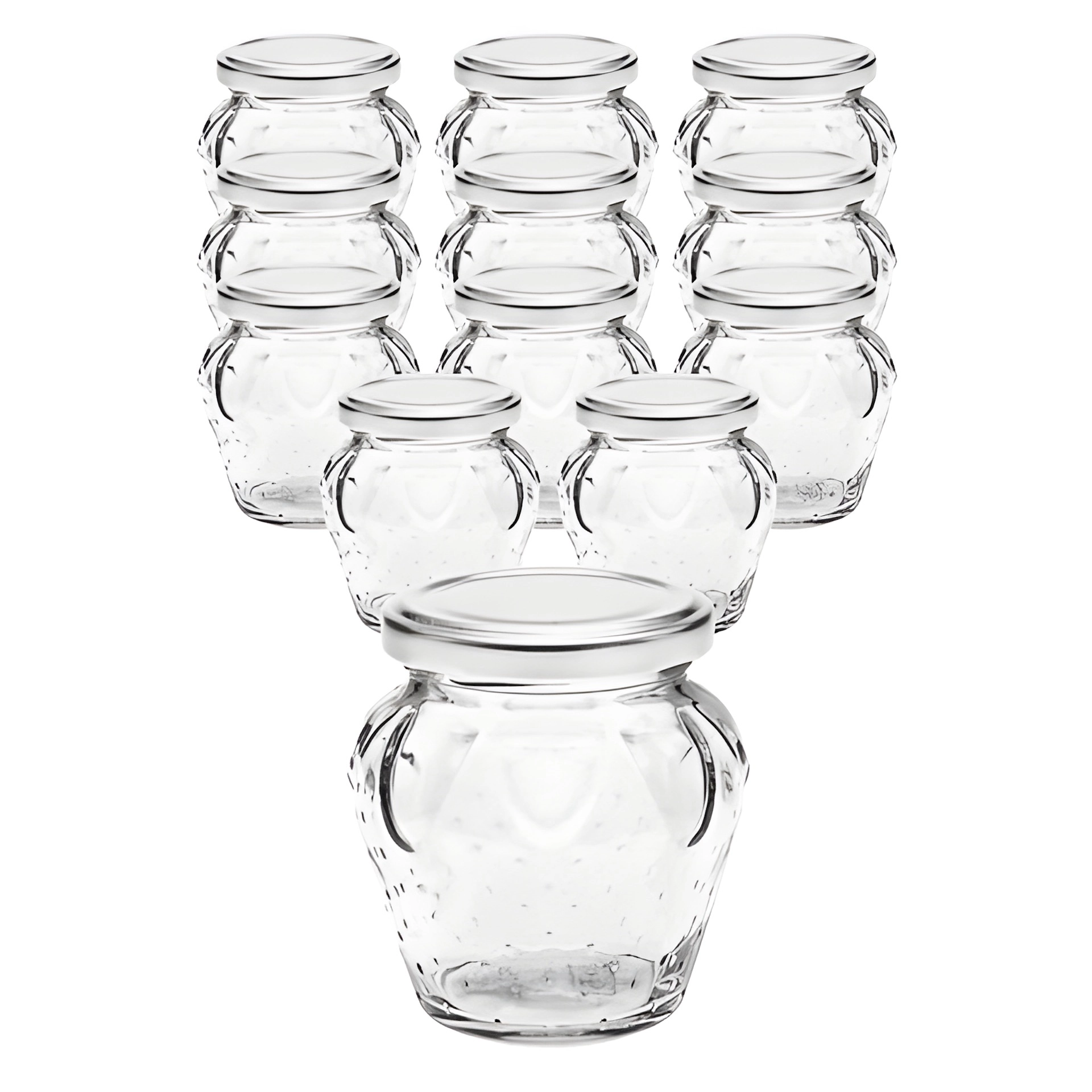 12er Set Erdbeerglas 230 ml mit Deckel silber