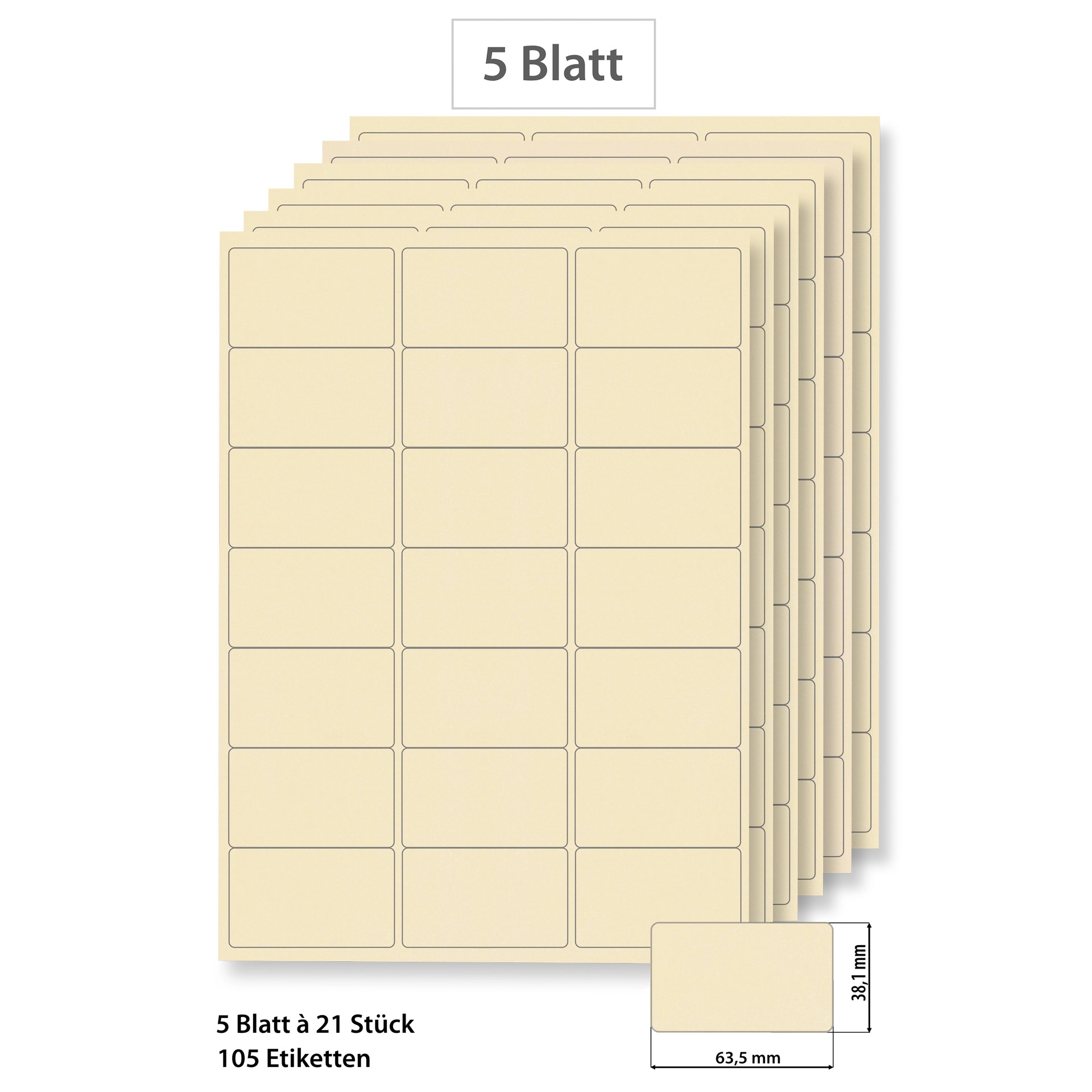 Steffis Etiketten 63,5 x 38,1 mm creme - 5 Blatt A4
