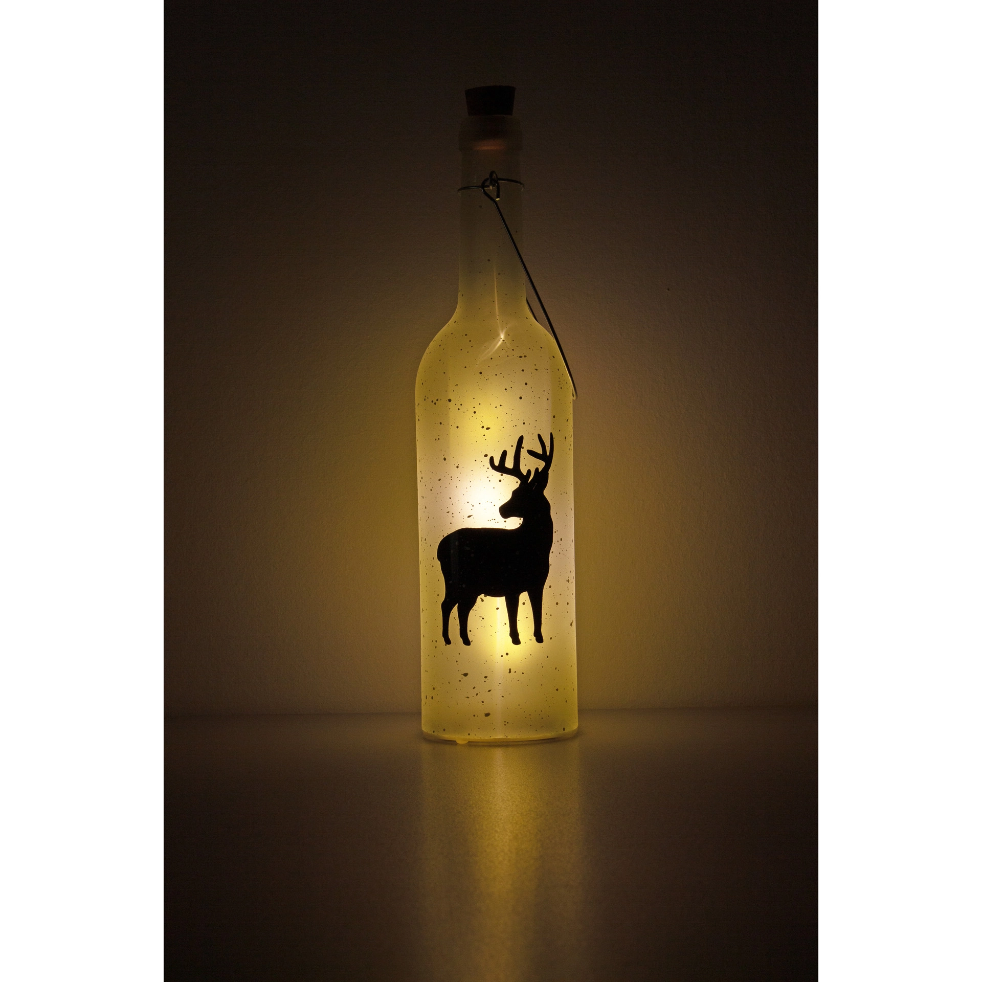 Deko-Flaschenlampe 'Hirsch im Schnee' 30 cm, 5 LEDs