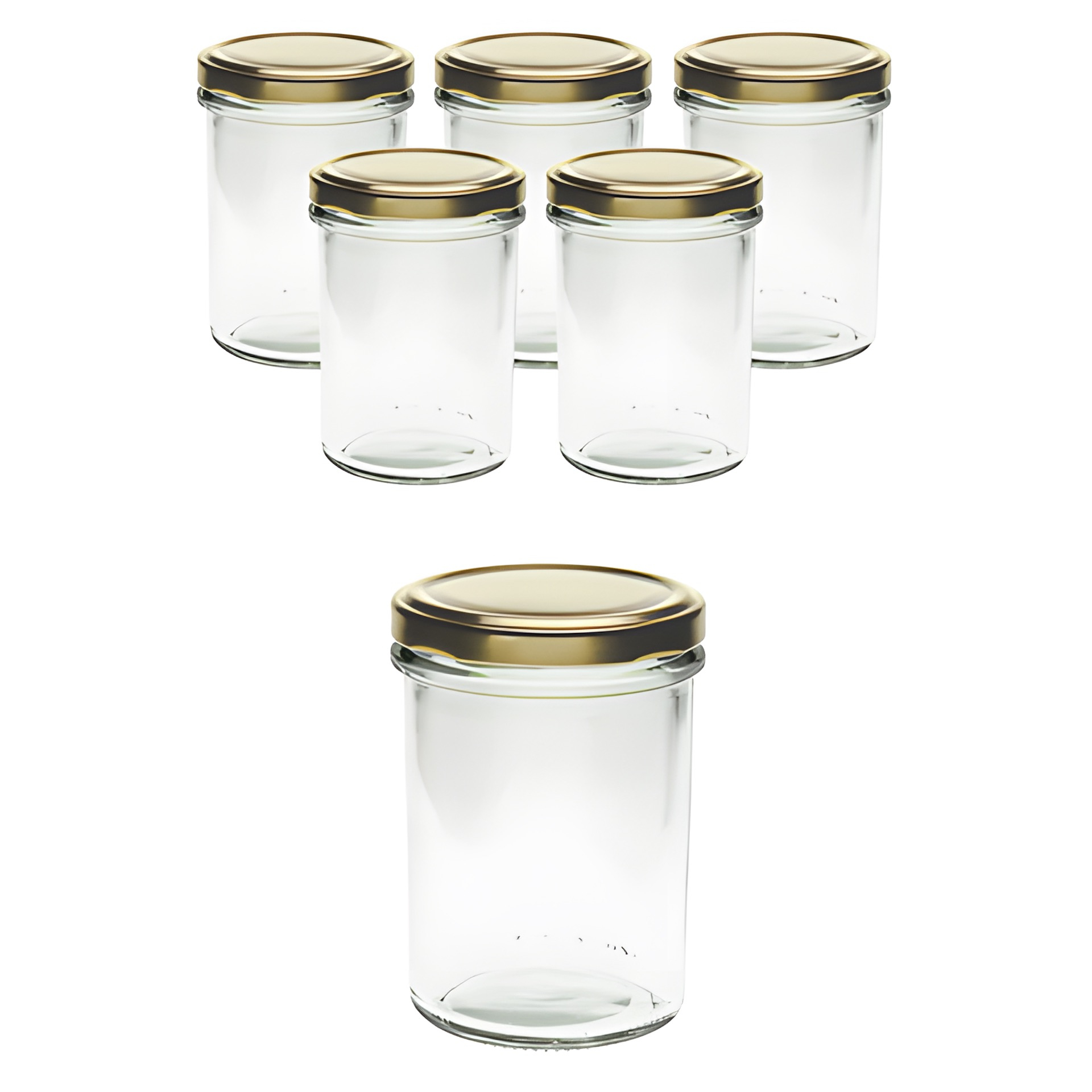 6er Set Sturzglas 230 ml hoch mit Deckel gold