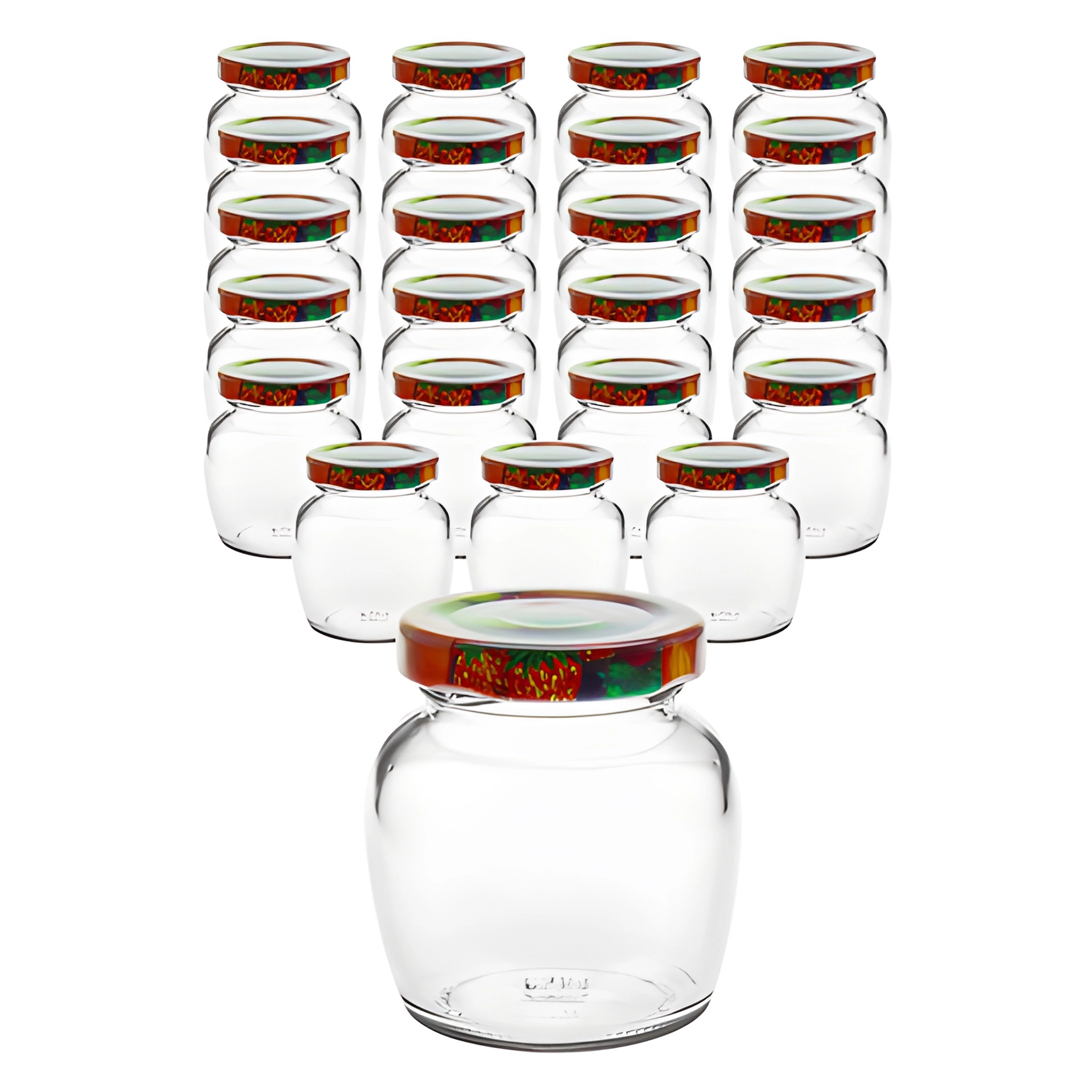 24er Set Schmuckglas 106 ml mit Deckel Obstdekor