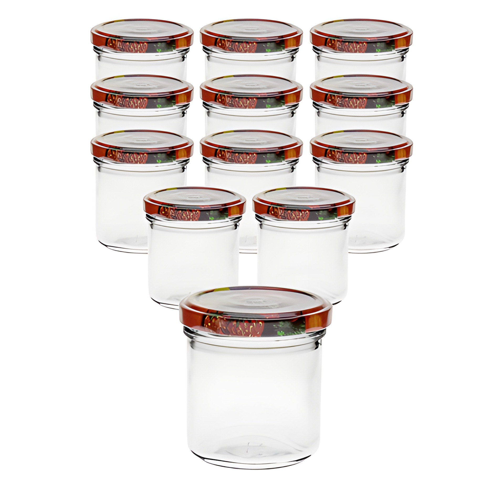 12er Set Sturzglas 167 ml mit Deckel Obstdekor