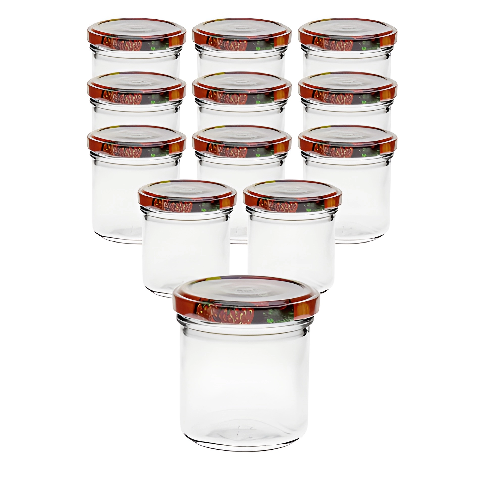 12er Set Sturzglas 167 ml mit Deckel Obstdekor