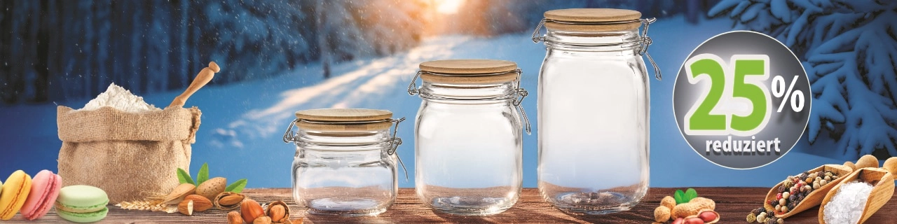 Bügelglasserie eckig mit Bambusdeckel