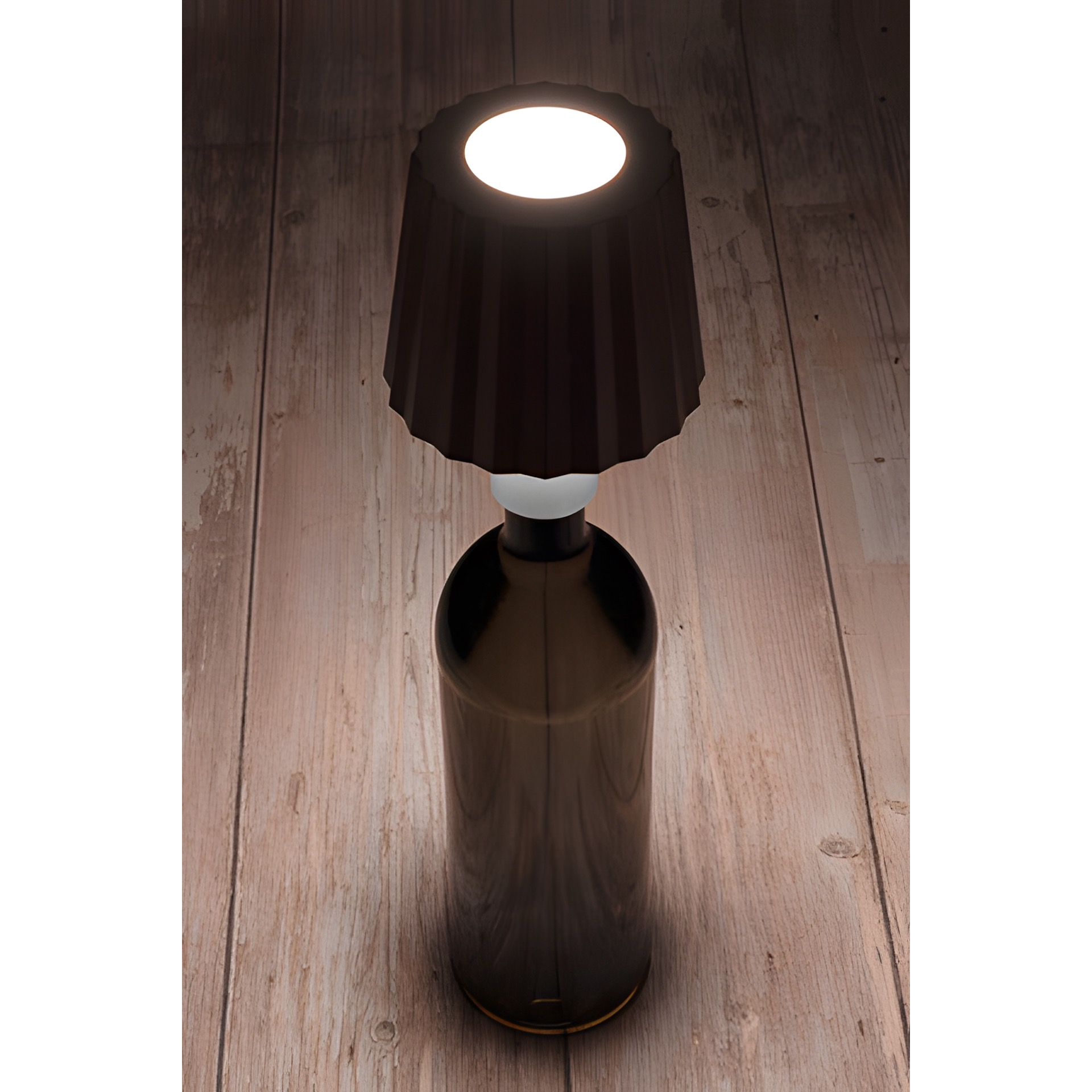 LED Flaschenlampe mit Touchfunktion, Akku und USB, silber